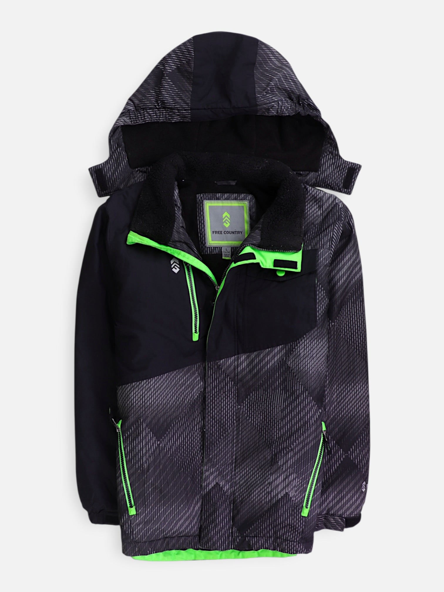 FREE COUNTY Chaqueta Impermeable Color Block - Niño - Large - 14-16Y (Años)