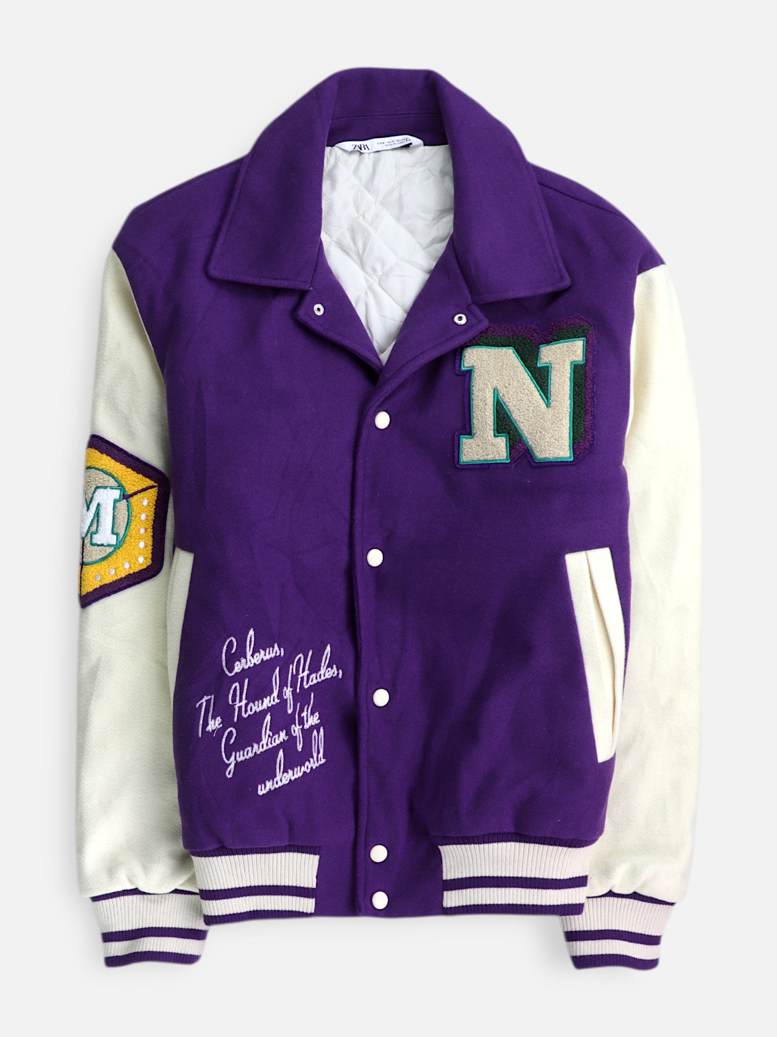 ZARA Chaqueta Bomber Varsity - Hombre - Medium