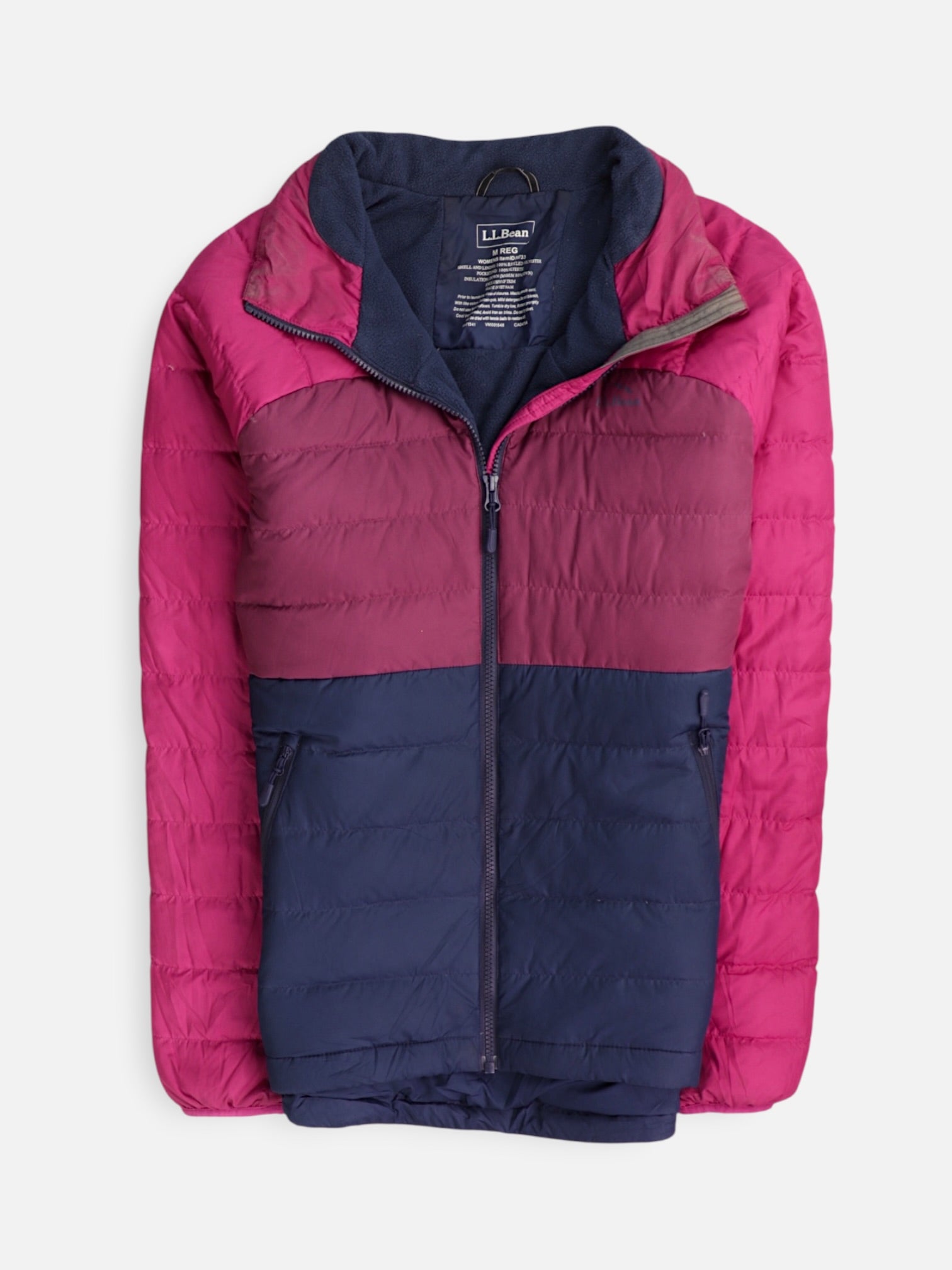 LL BEAN Chaqueta Puffer Color Block - Mujer - Medium