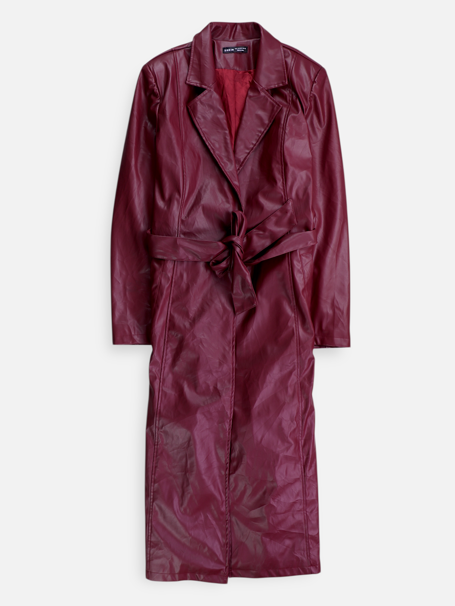 SHEIN Abrigo Trench Coat Cuero - Mujer - Large