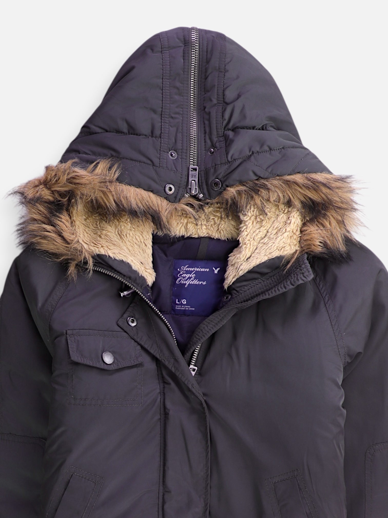 American Eagle Chaqueta Casual Impermeable - Mujer - Large