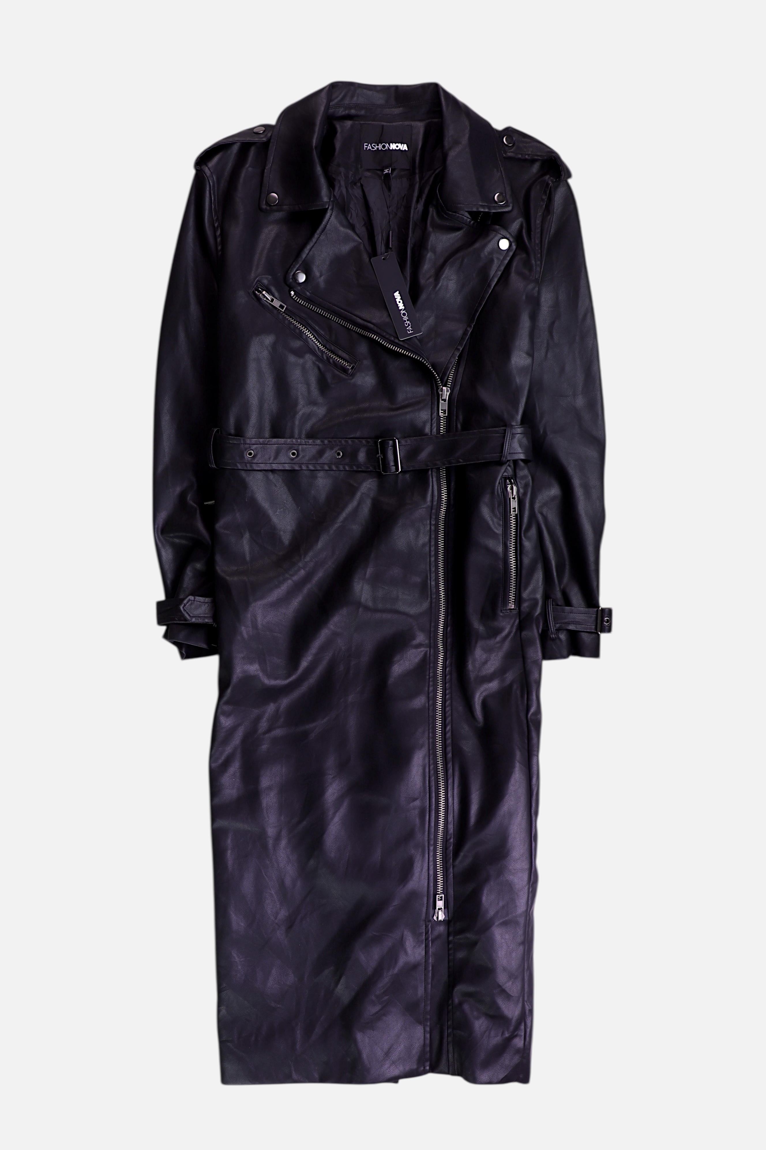 Fashionnova Abrigo Trench Coat Cuero - Mujer - Medium