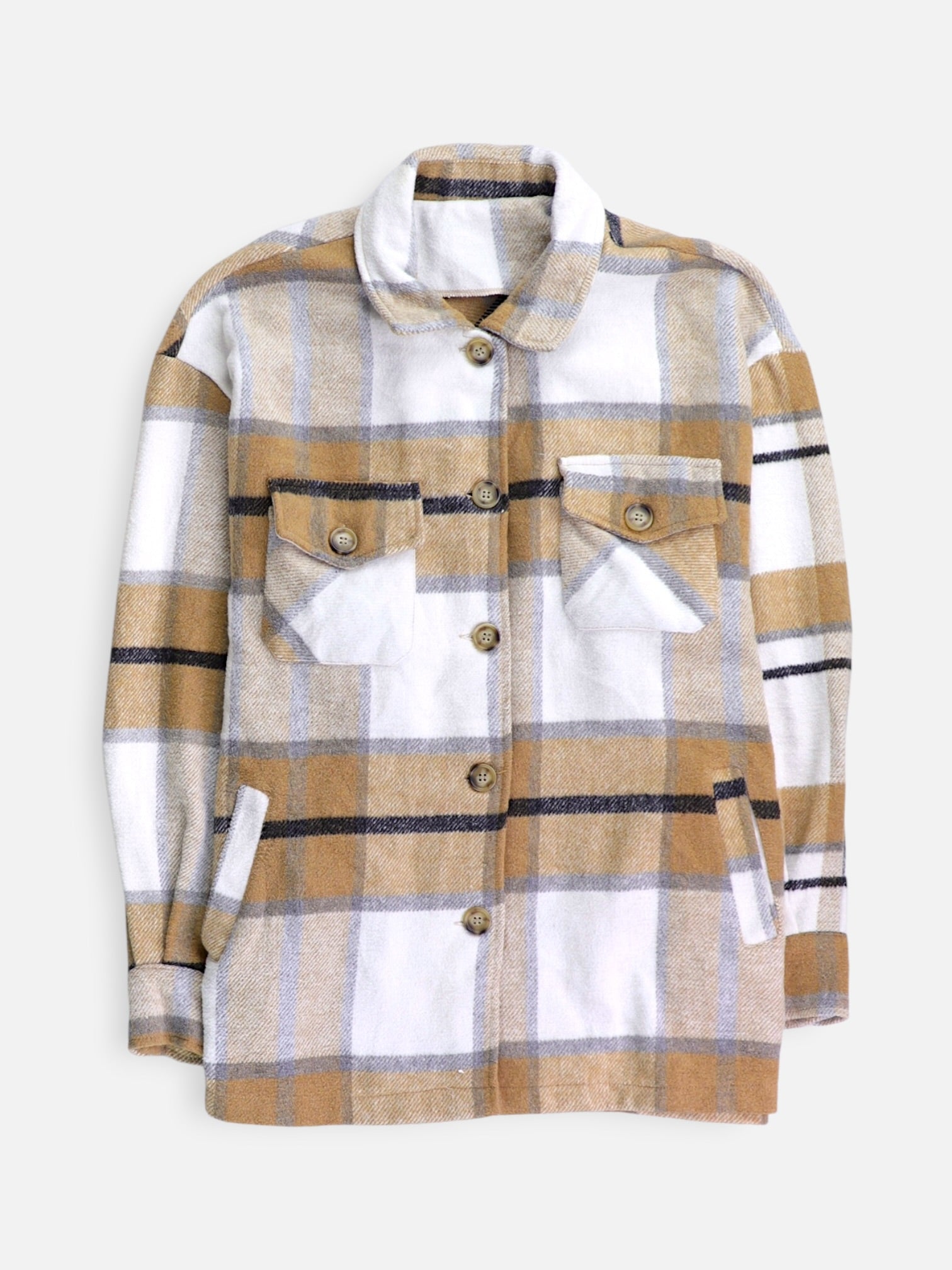 Chaqueta Sobrecamisa Color Block - Mujer - Large