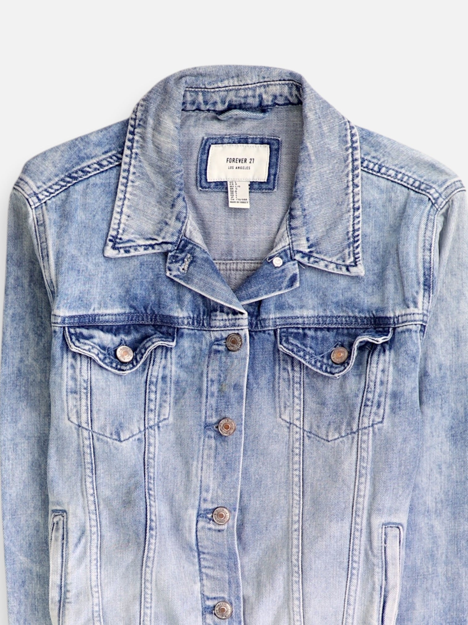 Forever 21 Chaqueta Denim Basic - Mujer - Large