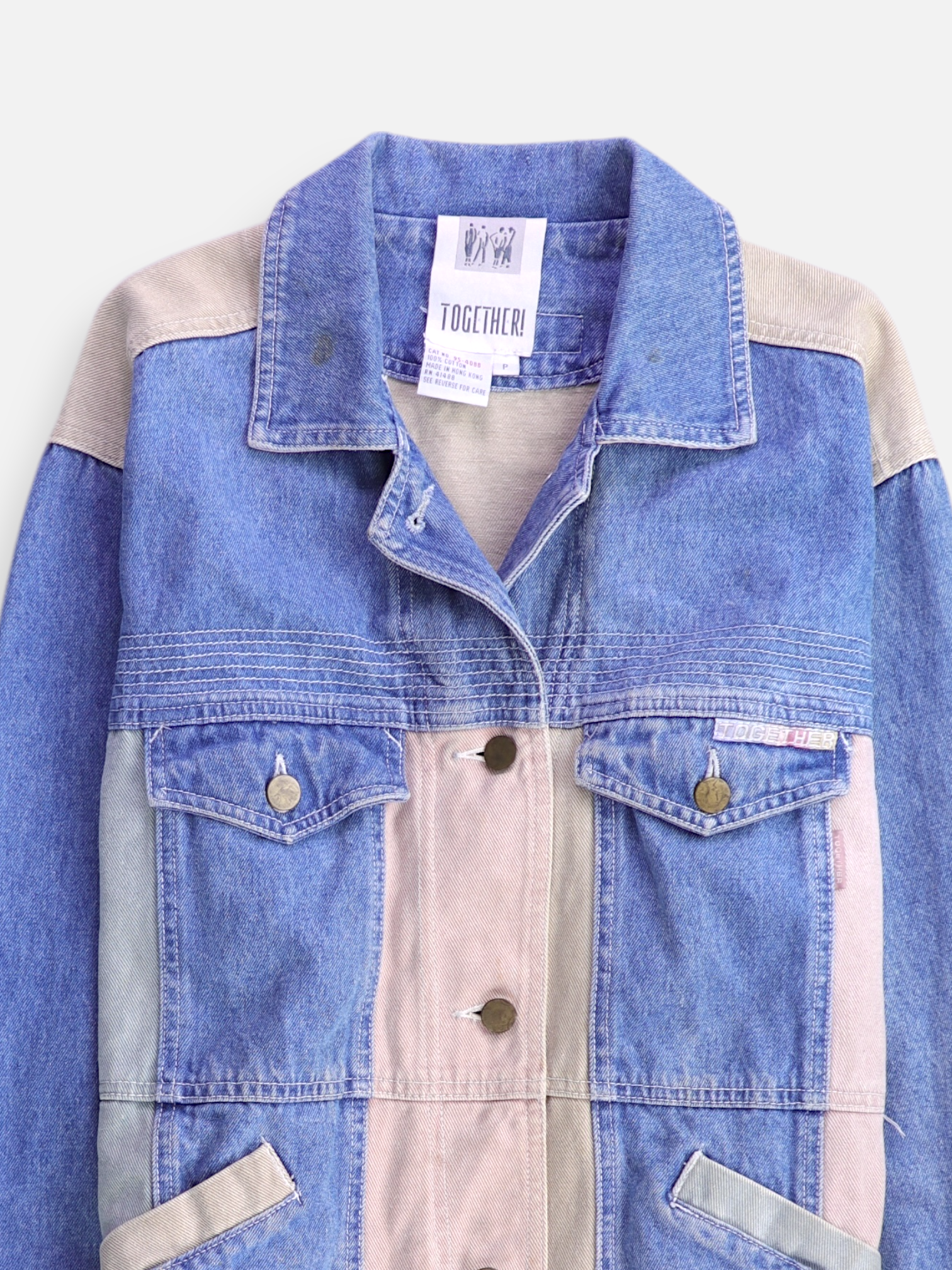 Chaqueta Denim  Color Block - Hombre - S PETITE