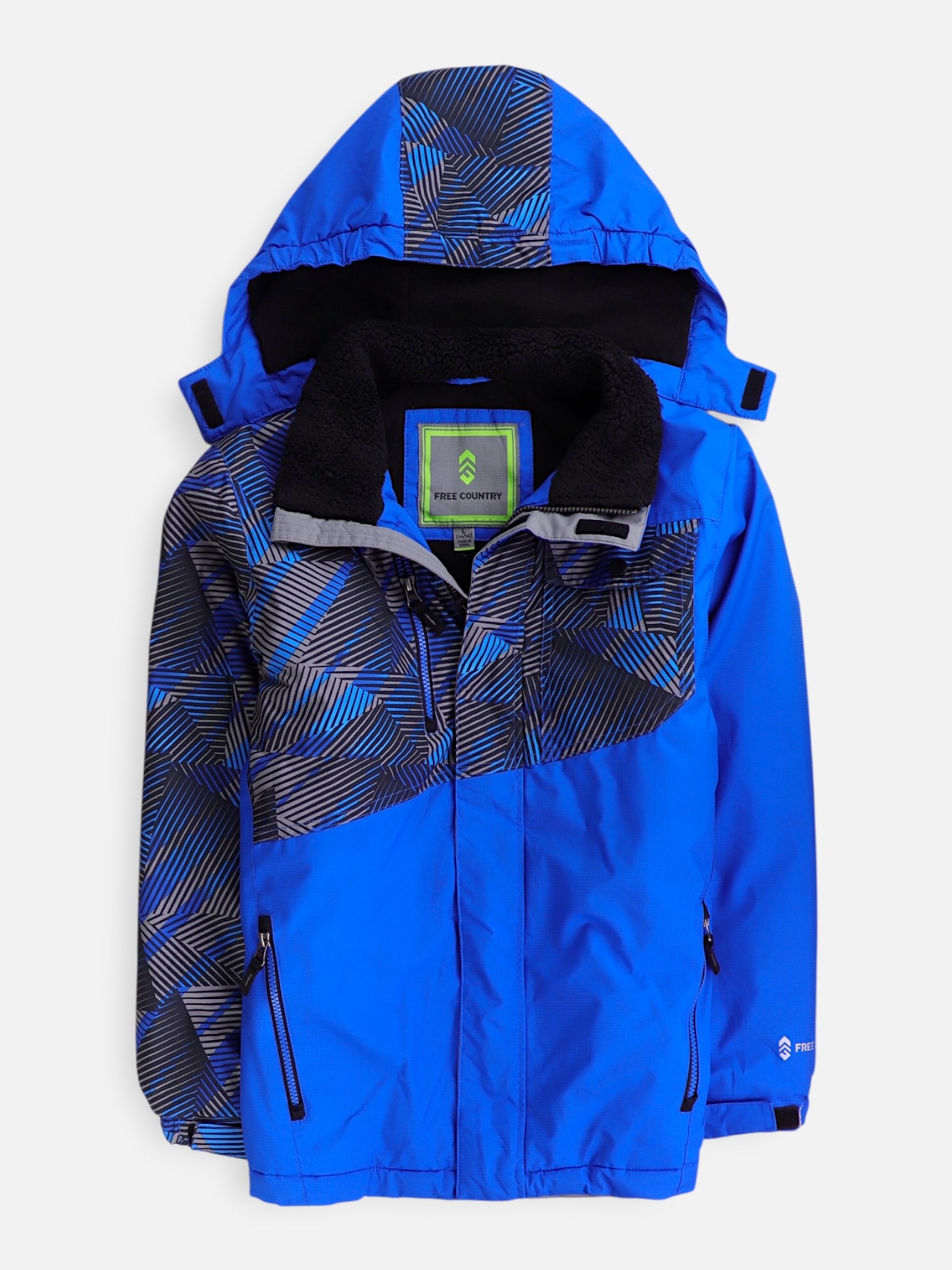 FREE COUNTY Chaqueta Impermeable Color Block - Niño - Large - 14-16Y (Años)