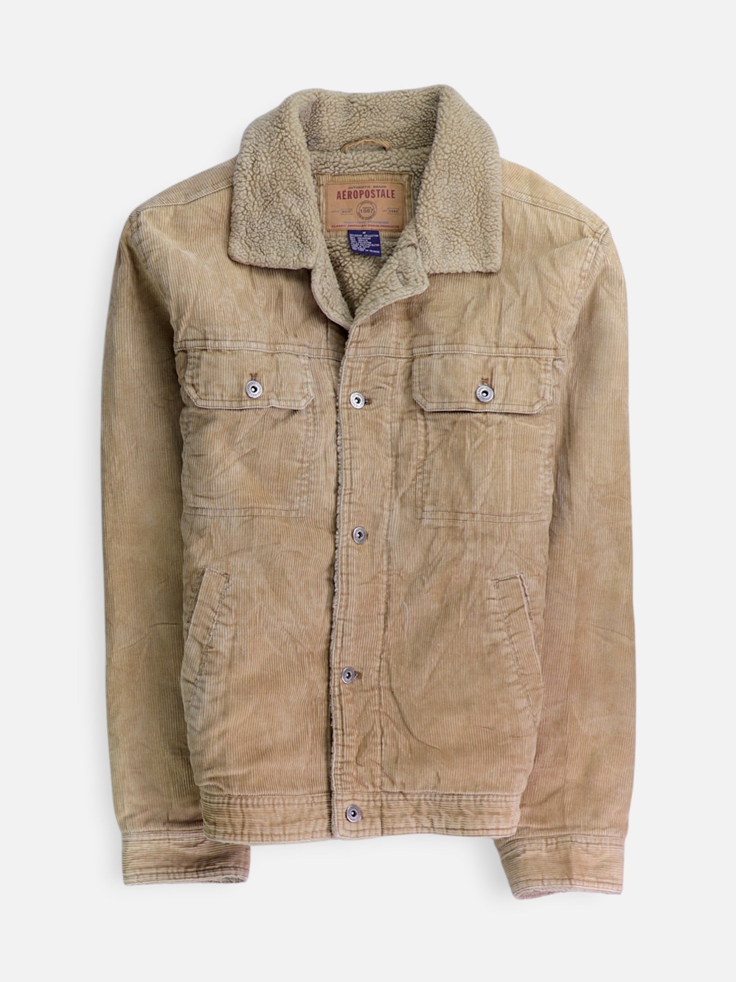 Aeropostale Chaqueta Sherpa Trucker Corduroy - Hombre - Medium