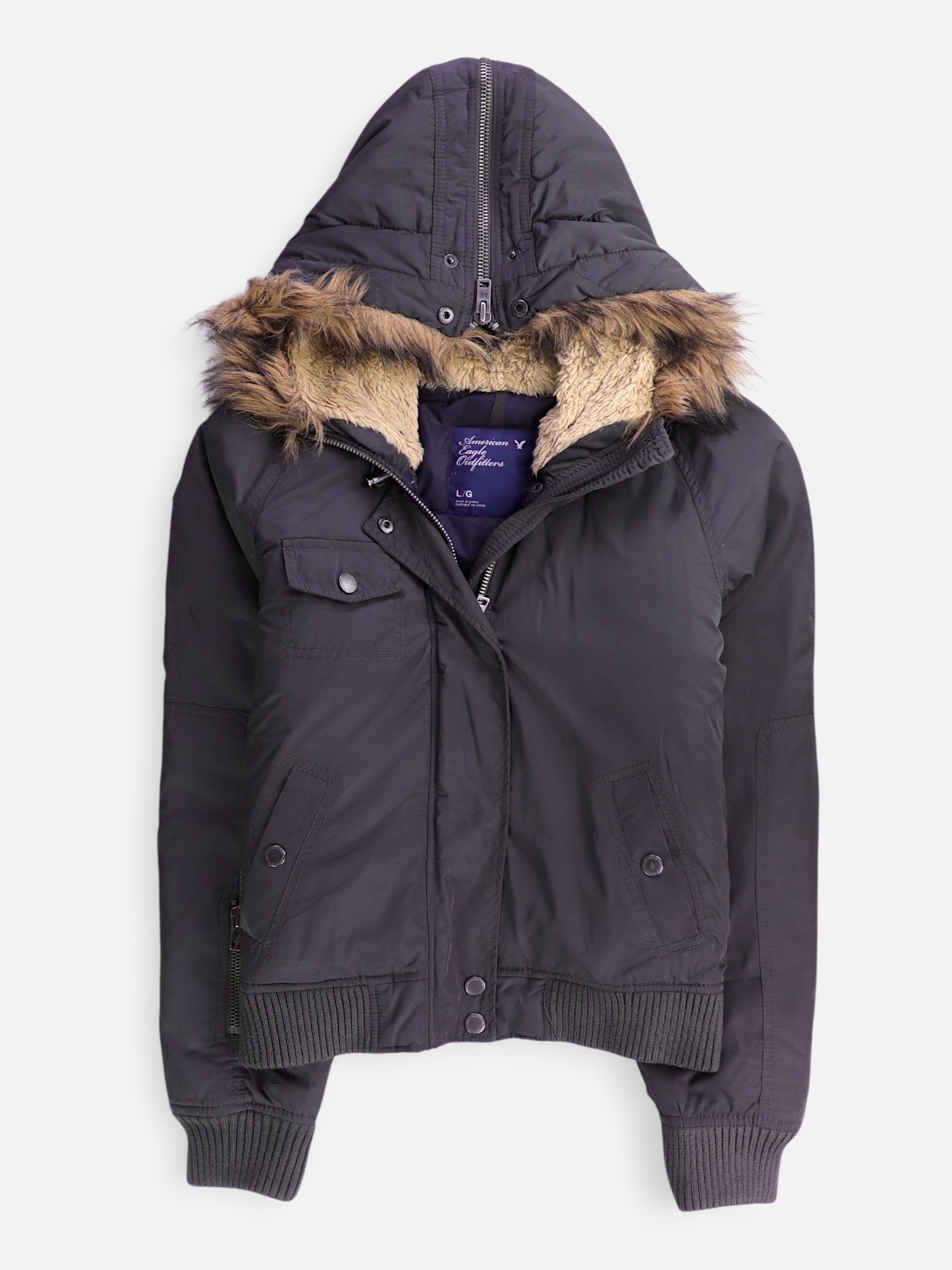 American Eagle Chaqueta Casual Impermeable - Mujer - Large