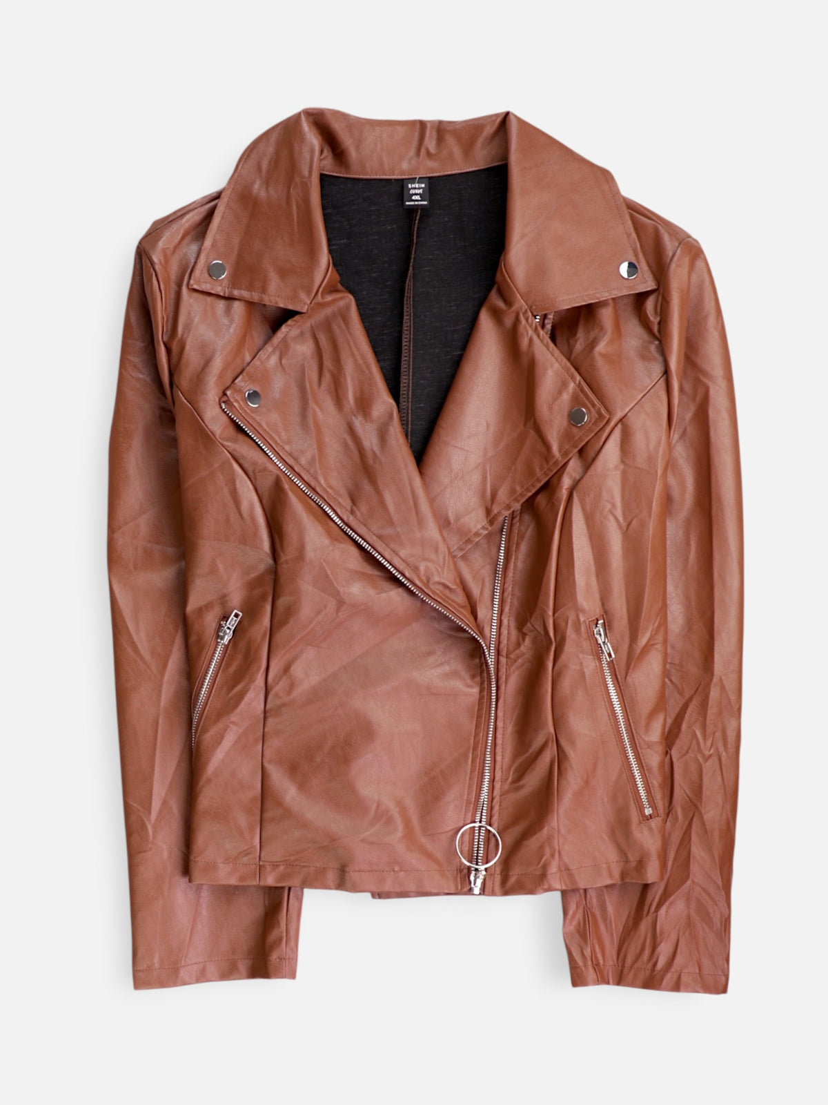 SHEIN Chaqueta Cuero Basic - Mujer - 4XL