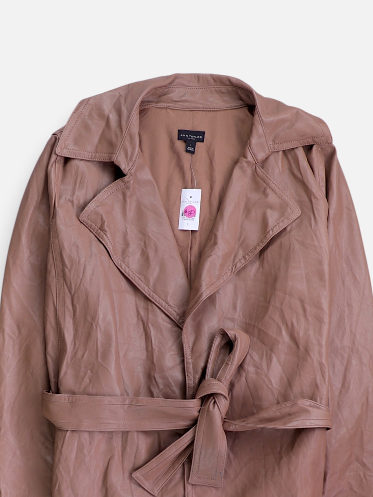 ANN TAYLOR Abrigo Trench Coat Cuero - Mujer - Large