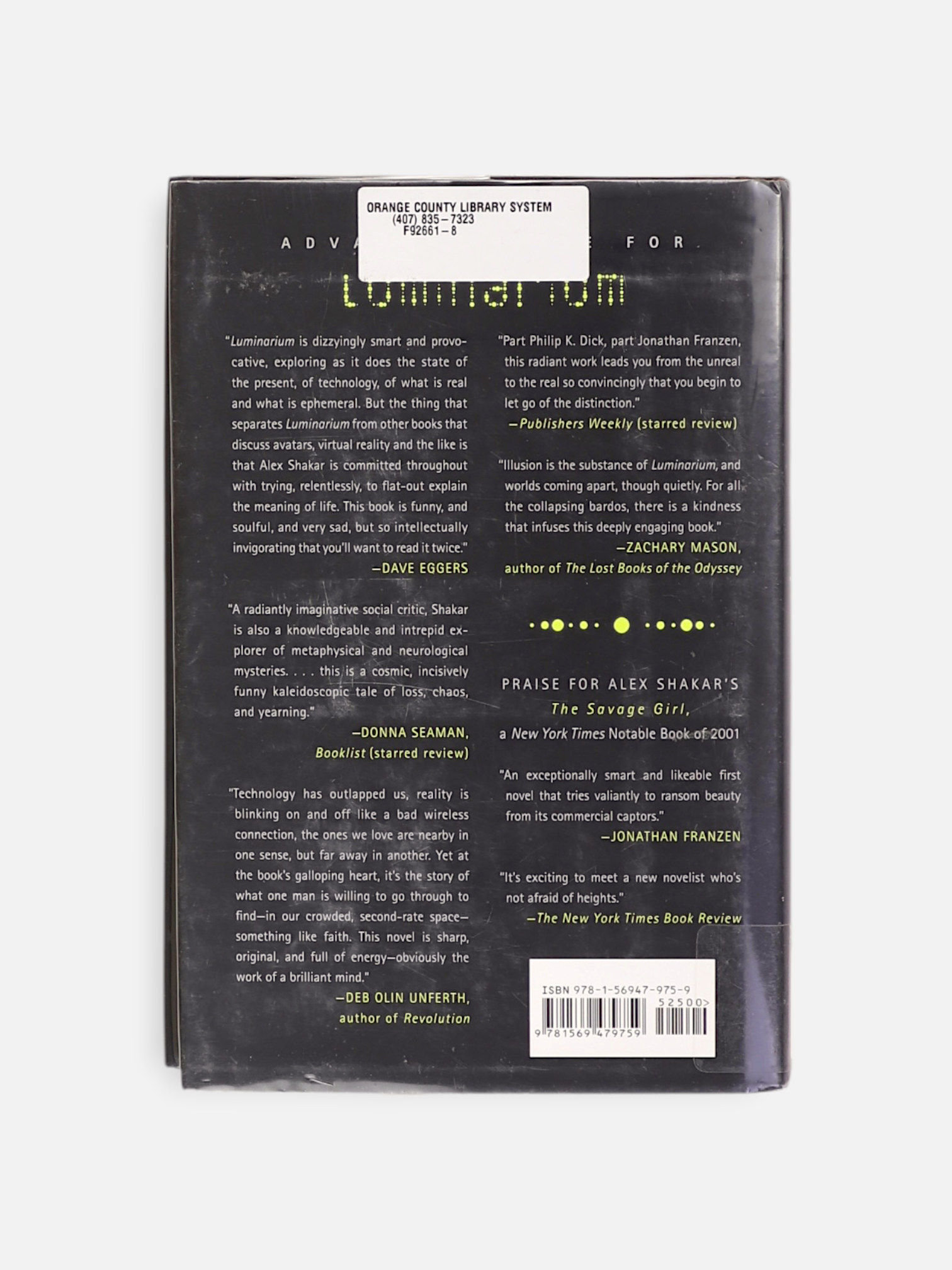 Libro LUMINARIUM by Alex Shakar