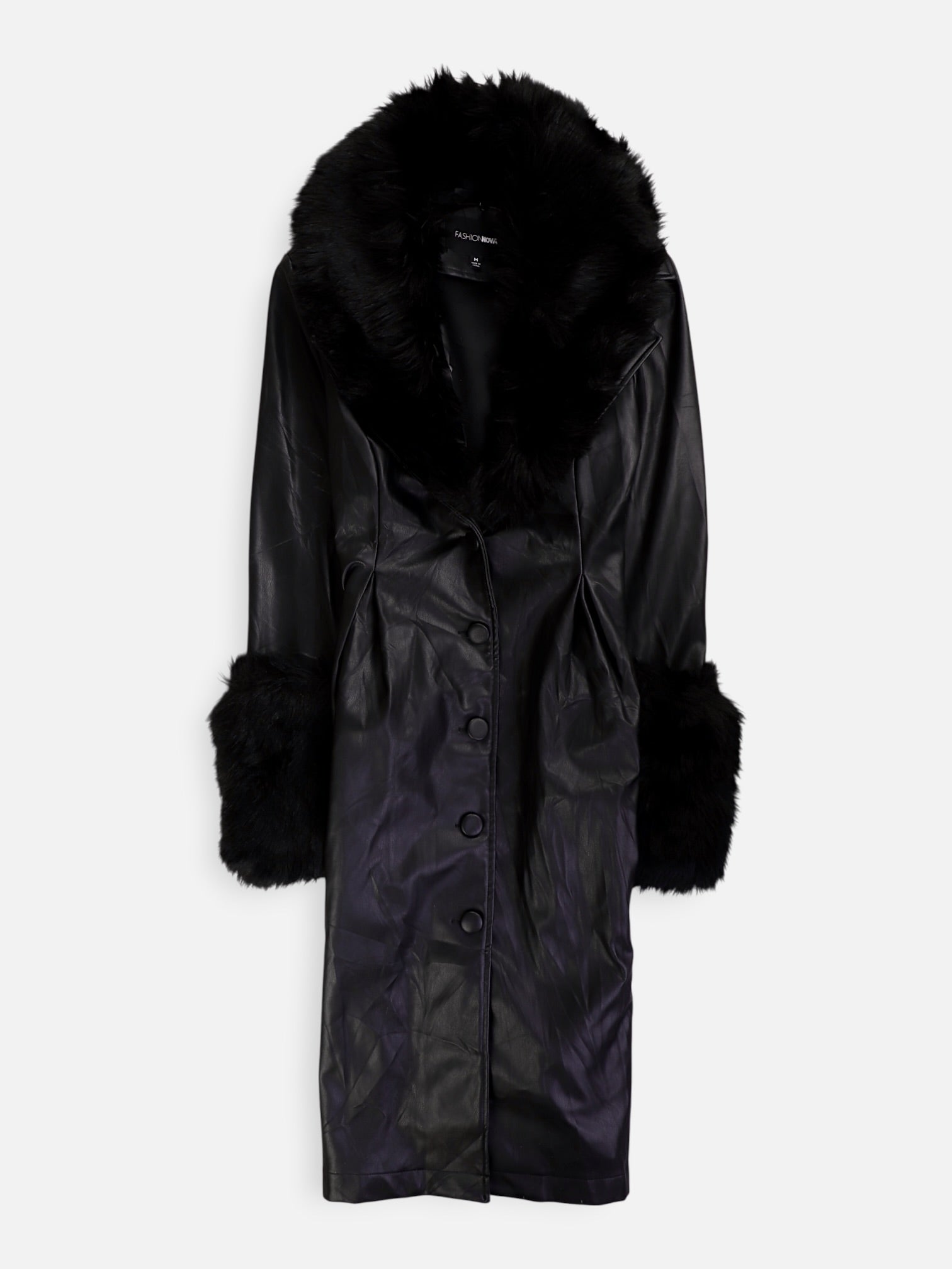 Fashionnova Abrigo Frock Coat Cuero - Mujer - Medium