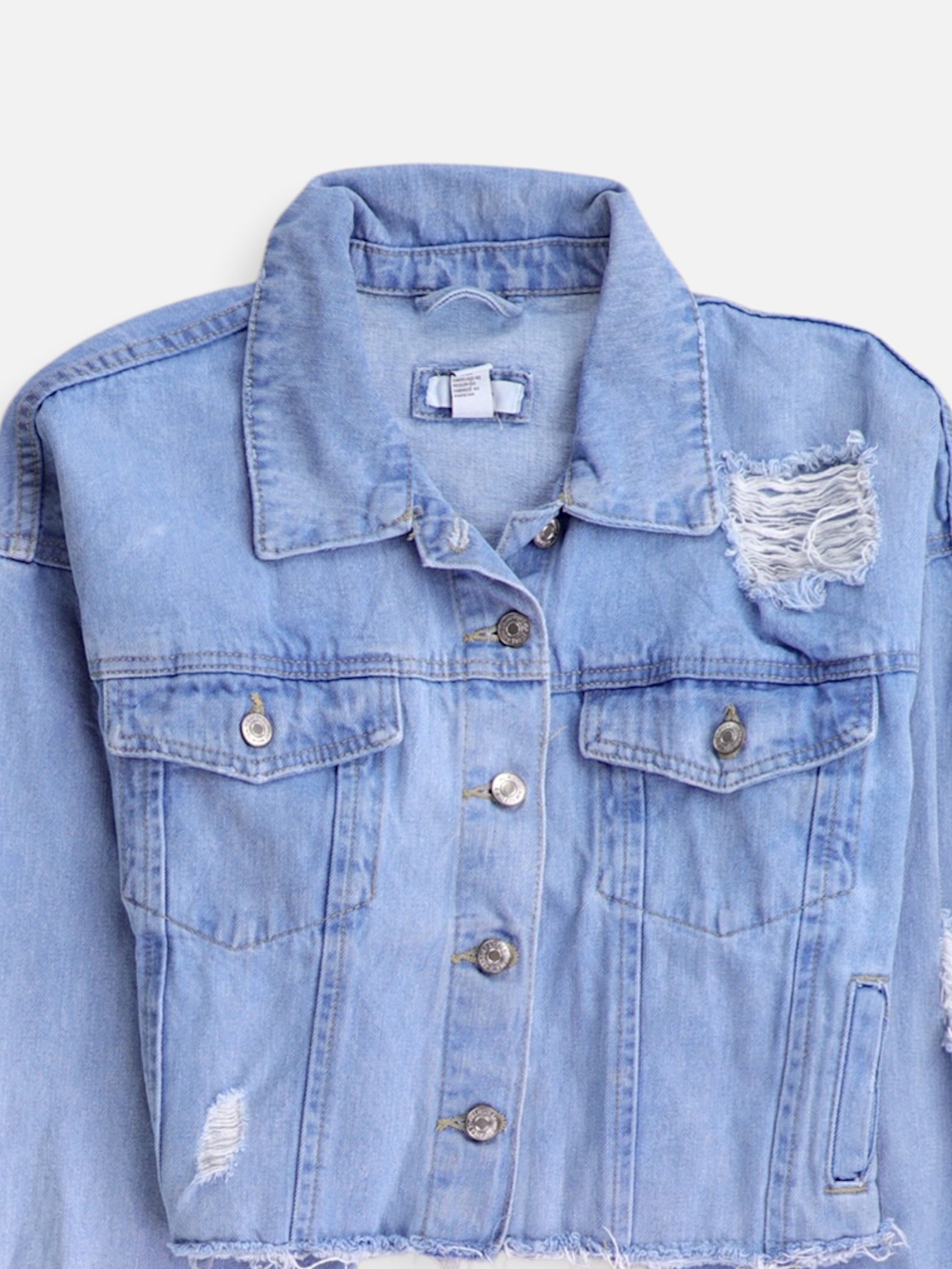 Forever 21 Chaqueta Denim Crop Top - Mujer - Large
