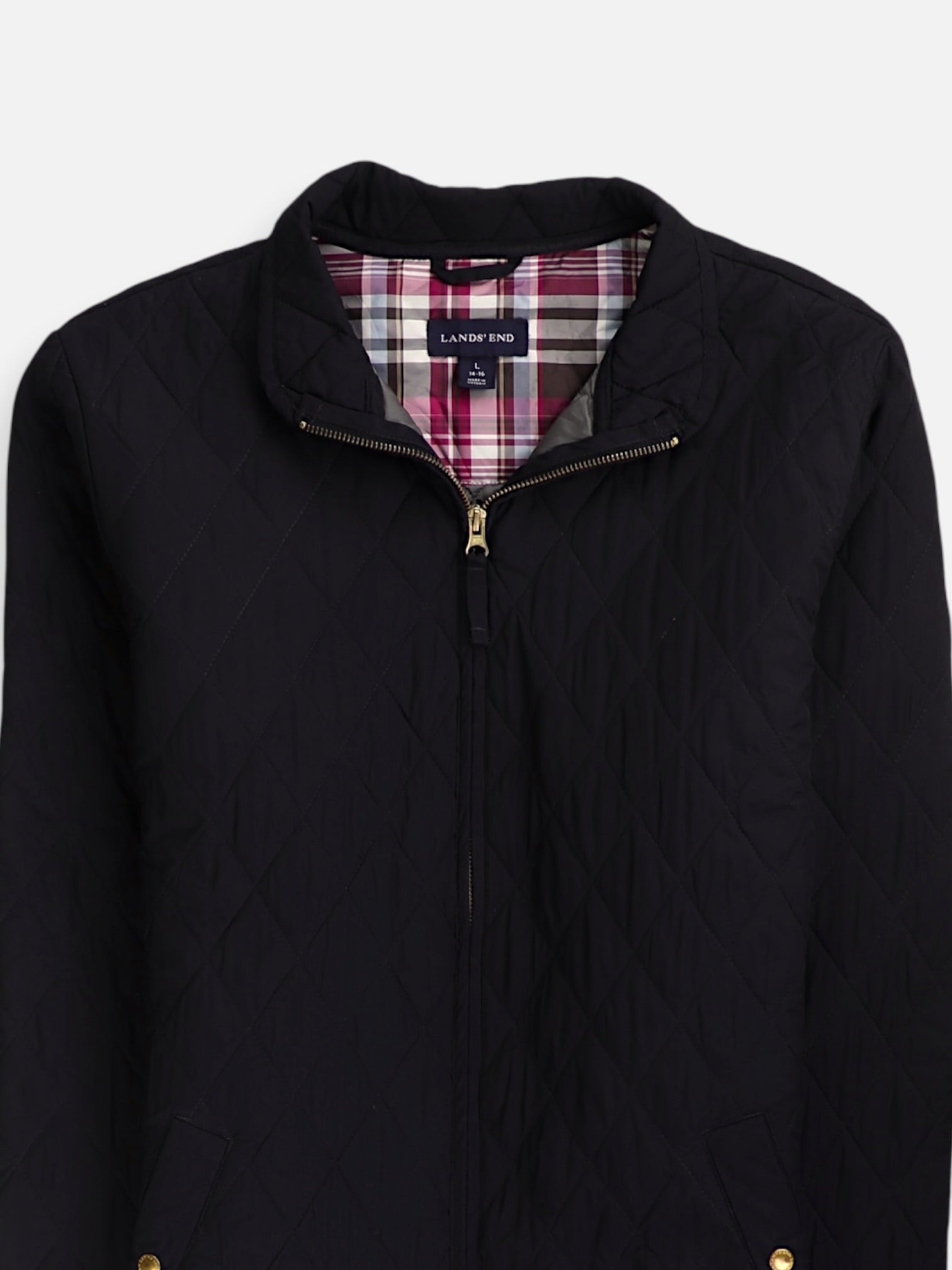 LANDS END Chaqueta Puffer Impermeable - Mujer - Large