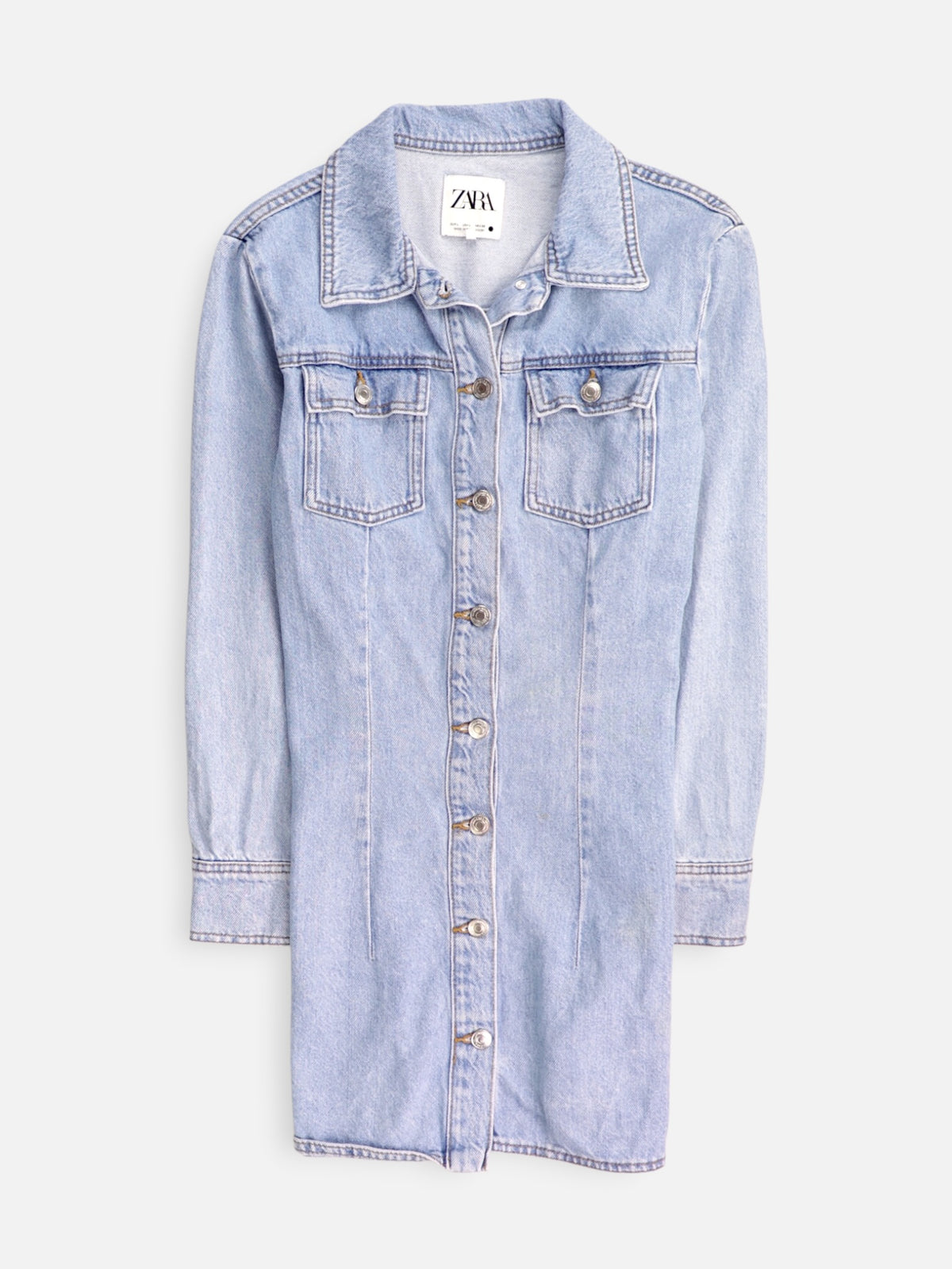 ZARA Chaqueta Denim Largo - Mujer - Large