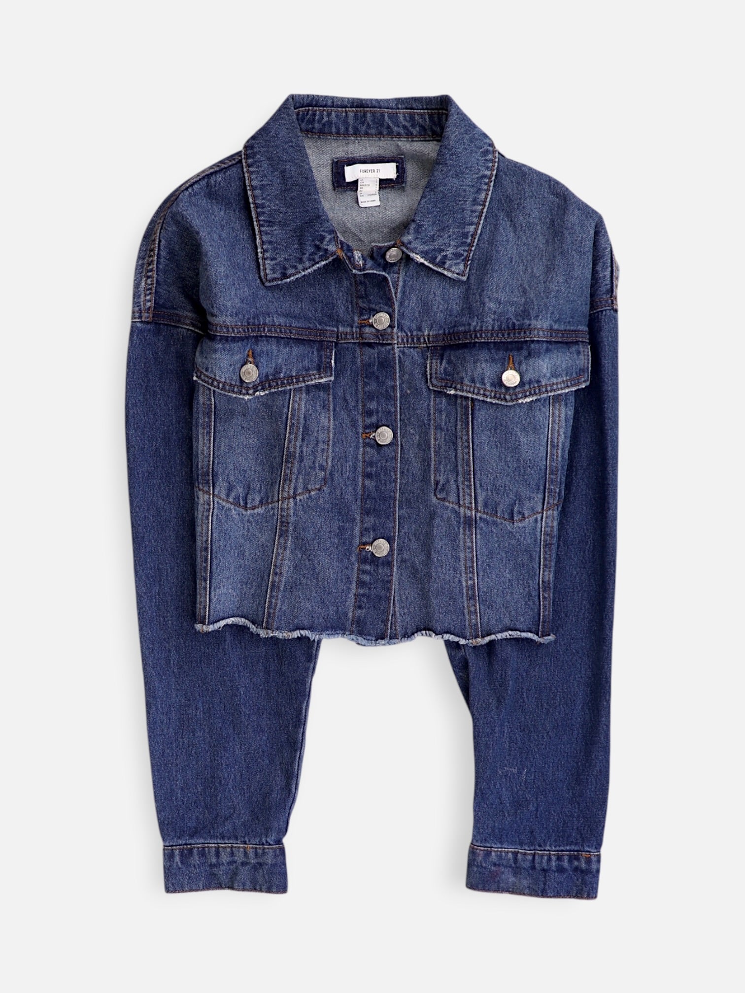 Forever 21 Chaqueta Denim Basic - Mujer - Large