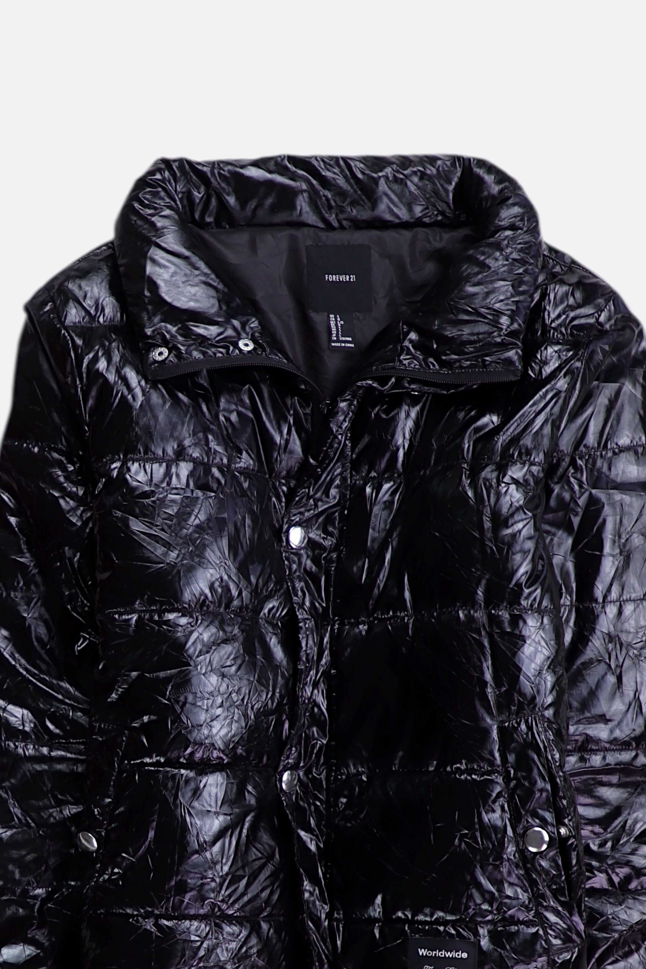 Forever 21 Chaqueta Puffer Impermeable - Mujer - Large