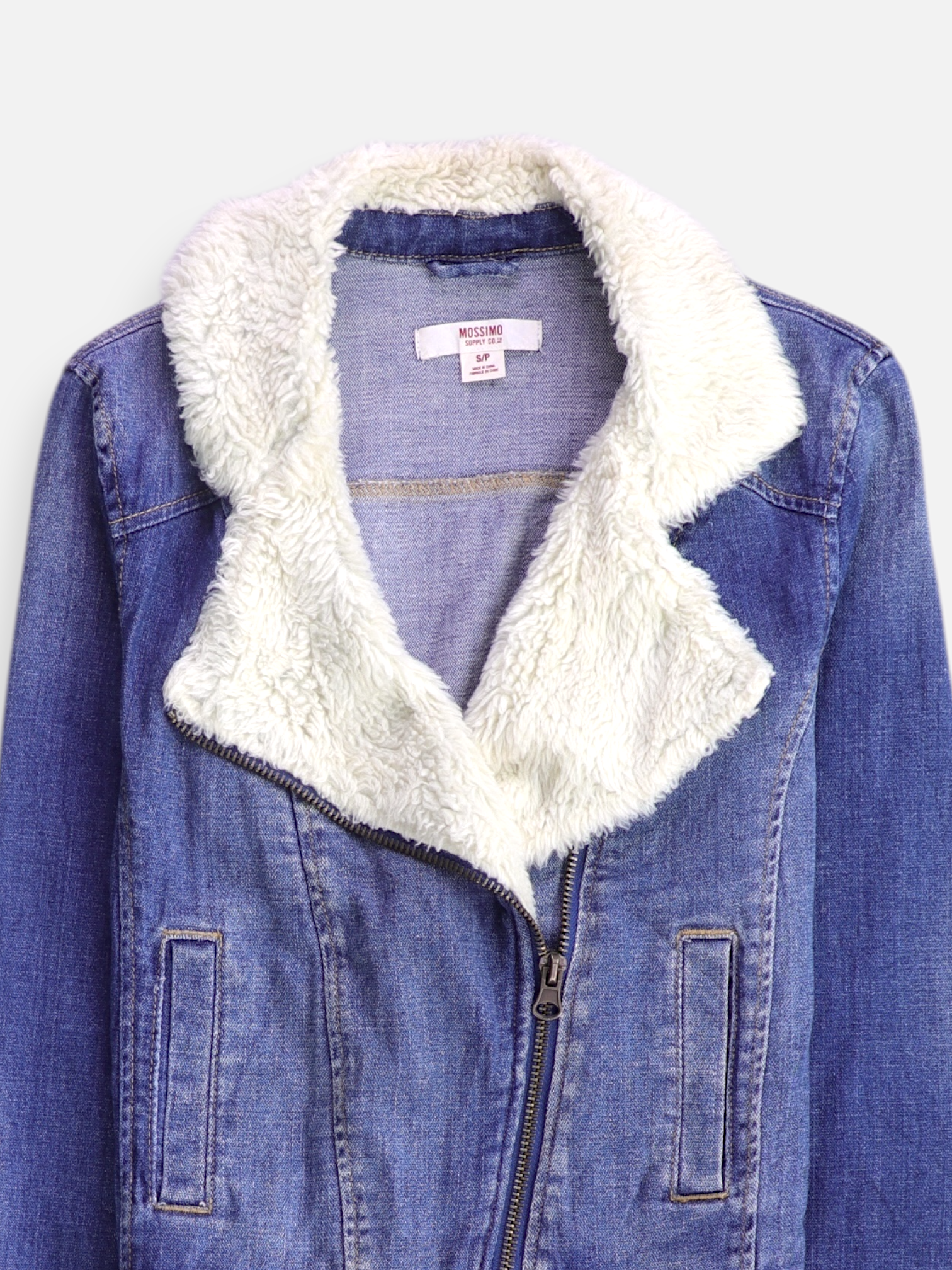 Mossimo Chaqueta Sherpa Trucker Denim - Mujer - Small