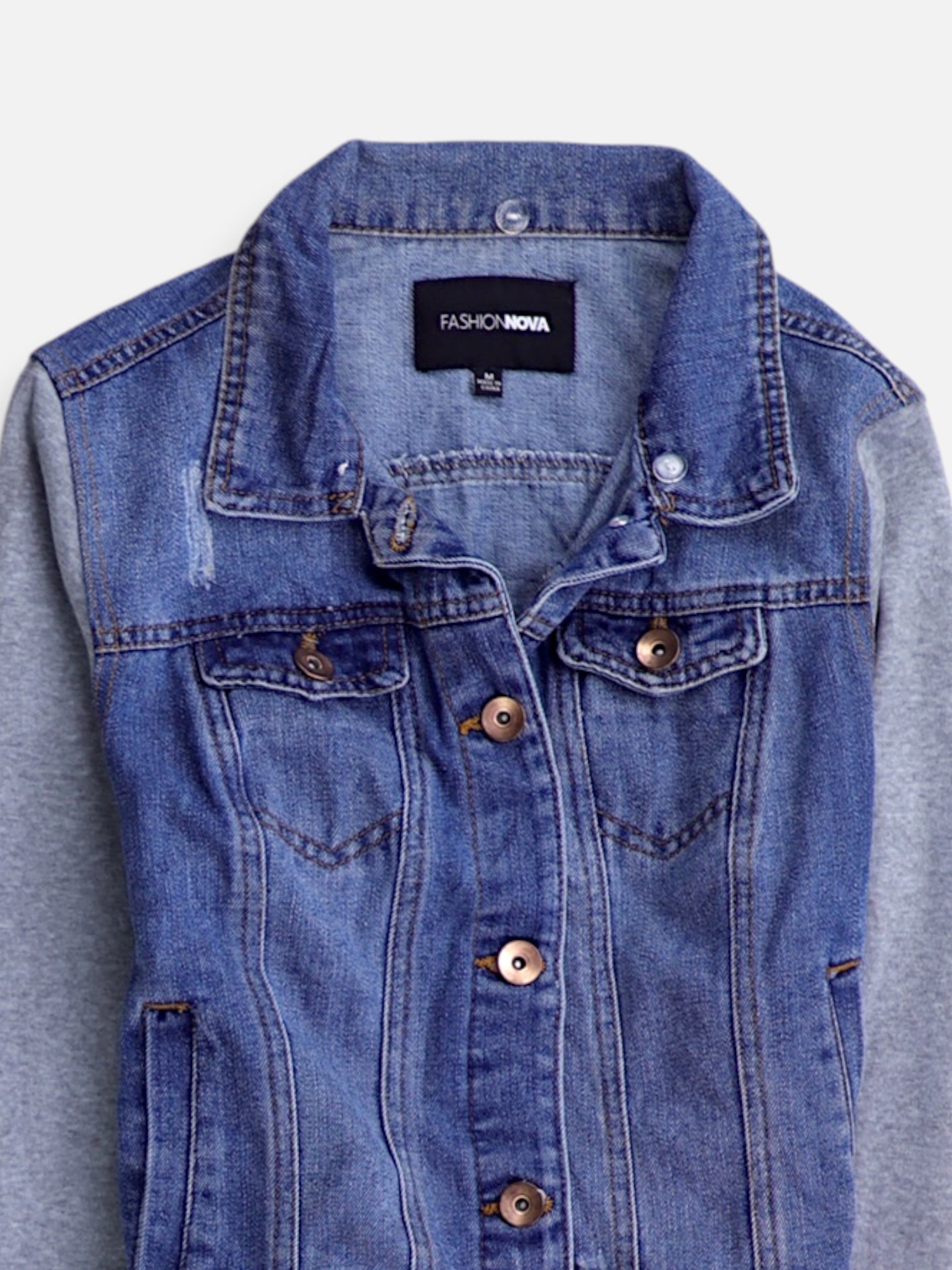 Fashionnova Chaqueta Denim Color Block - Mujer - Medium