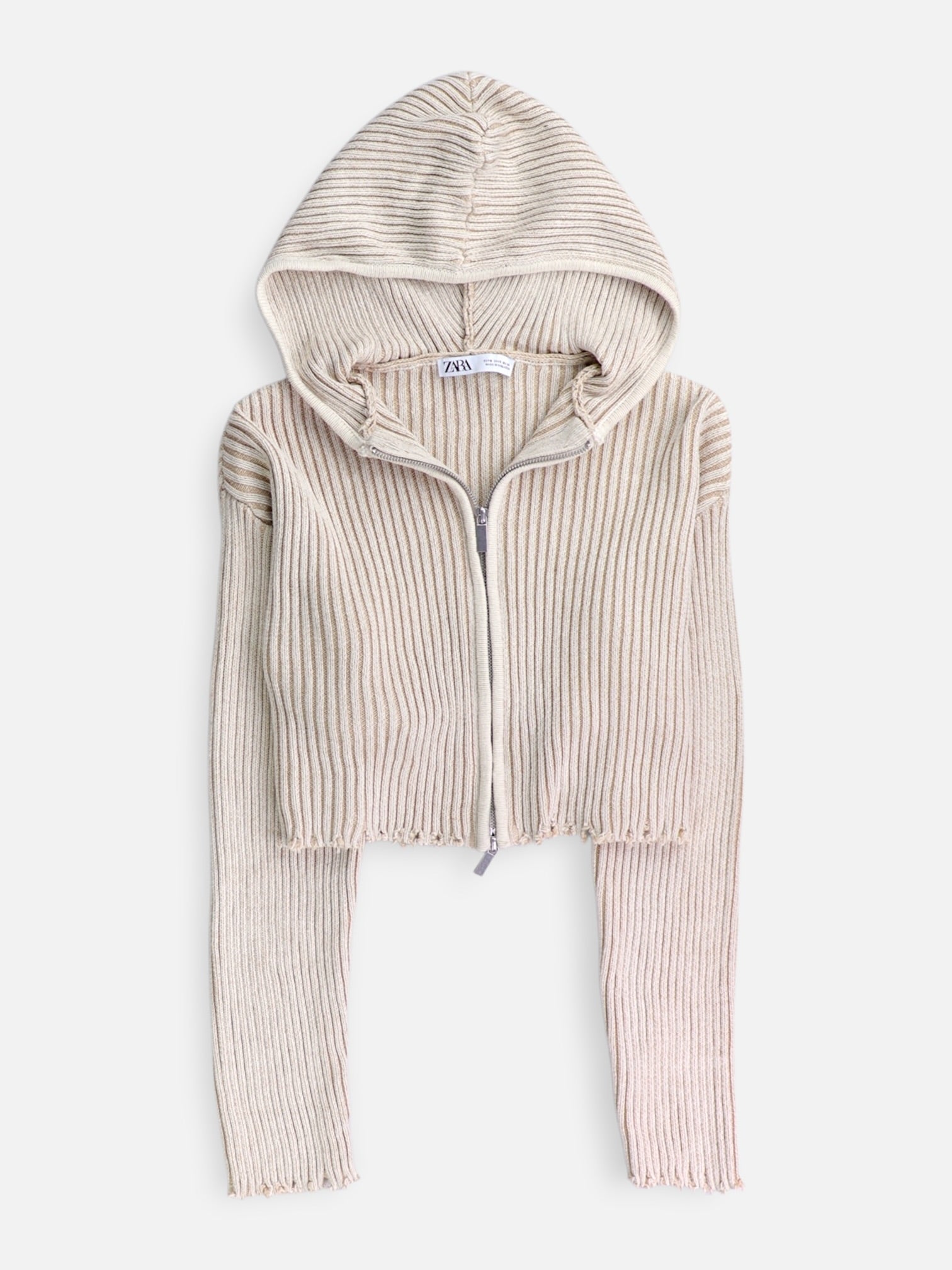 ZARA Sudadera Hoodie Crop Top - Mujer - Small