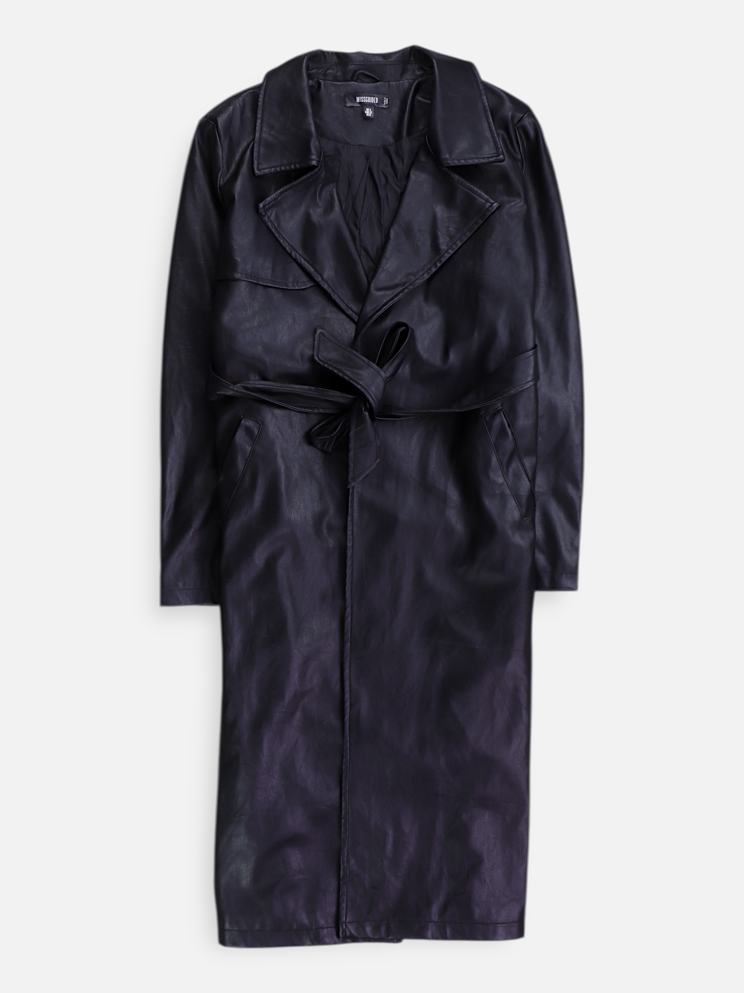 MISSGUIDED Abrigo Trench Coat Cuero - Mujer - 0