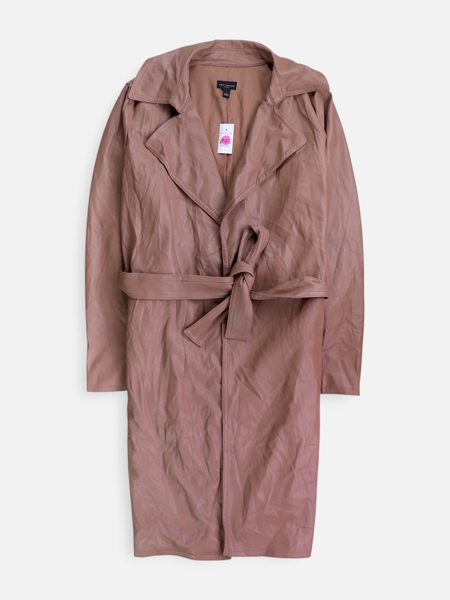 ANN TAYLOR Abrigo Trench Coat Cuero - Mujer - Large
