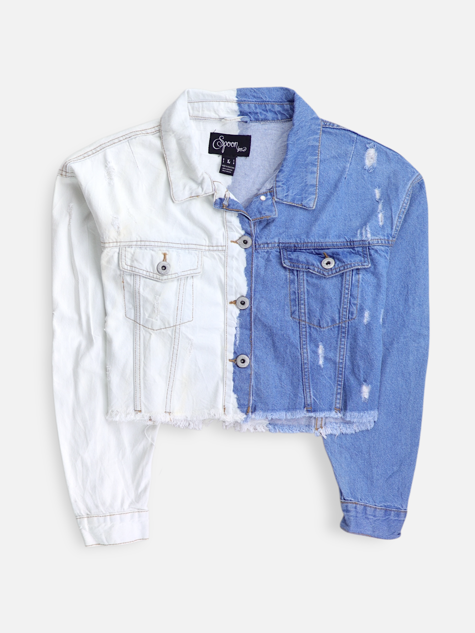 Chaqueta Denim Color Block - Mujer - Large