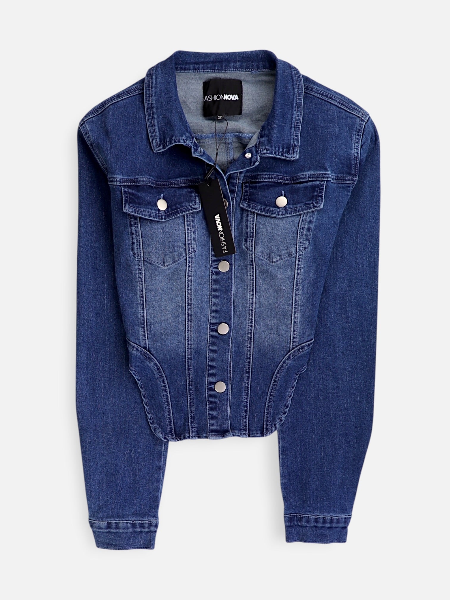 Fashionnova Chaqueta Denim Crop Top - Mujer - Large