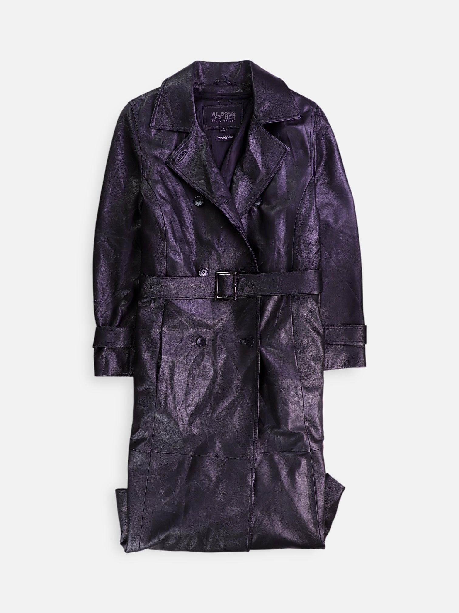 WILSONS LEATHER Abrigo Donble breasted trench Cuero - Mujer - Large