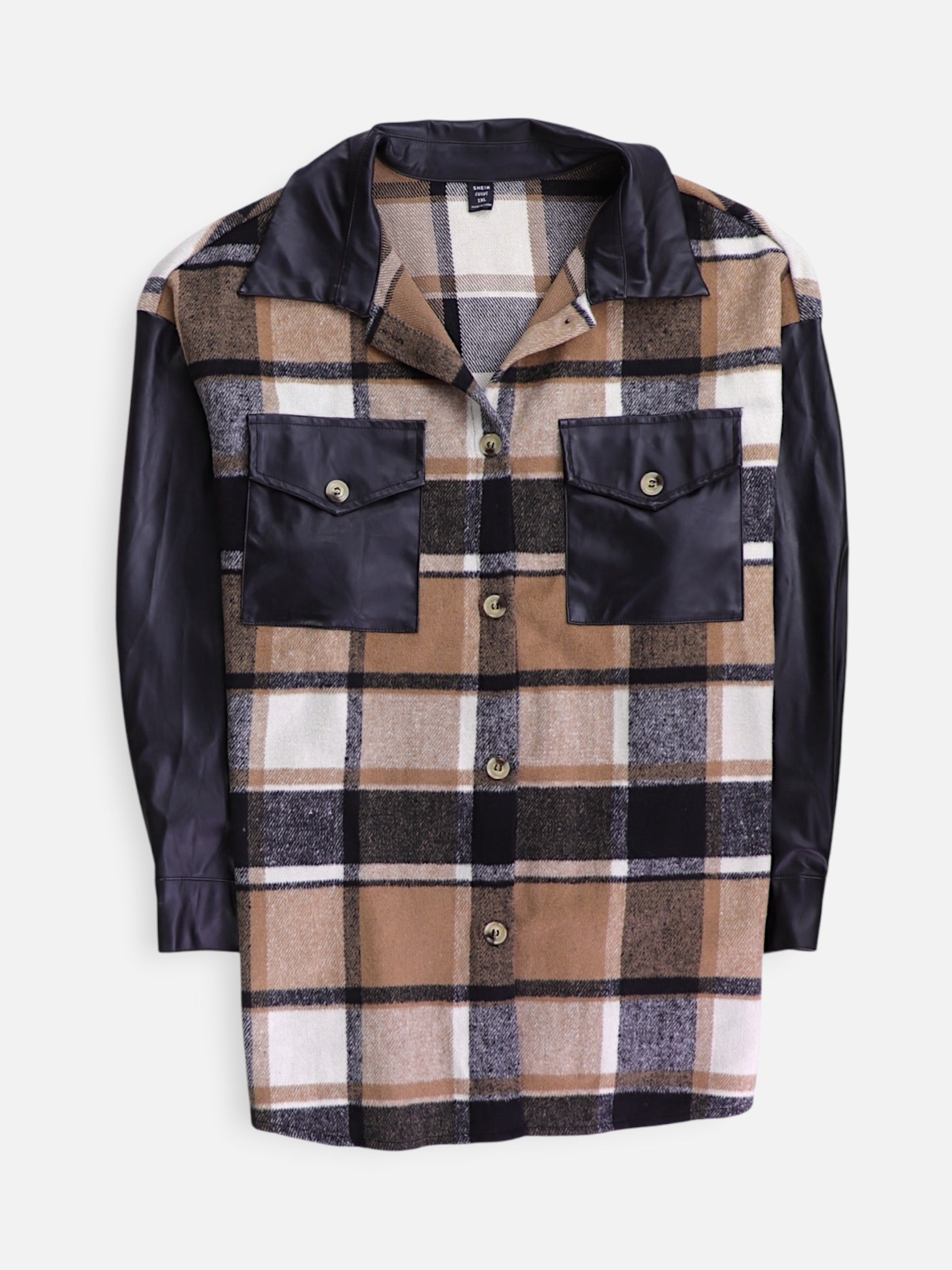 SHEIN Chaqueta Sobrecamisa Color Block - Mujer - 1xl