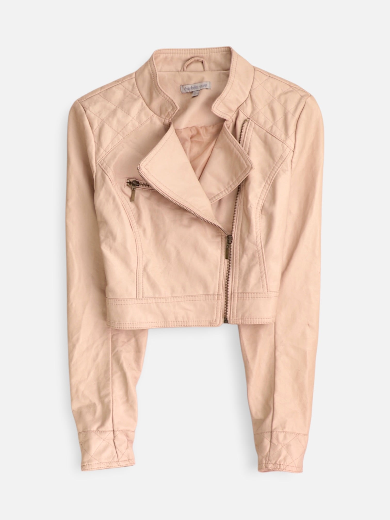Charlotte Russe Chaqueta Cuero Crop Top - Mujer - Small