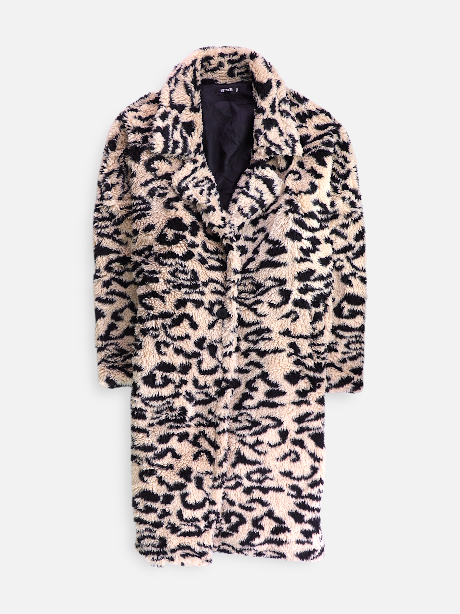 MISSGUIDED Abrigo Teddy Animal Print - Mujer - 14