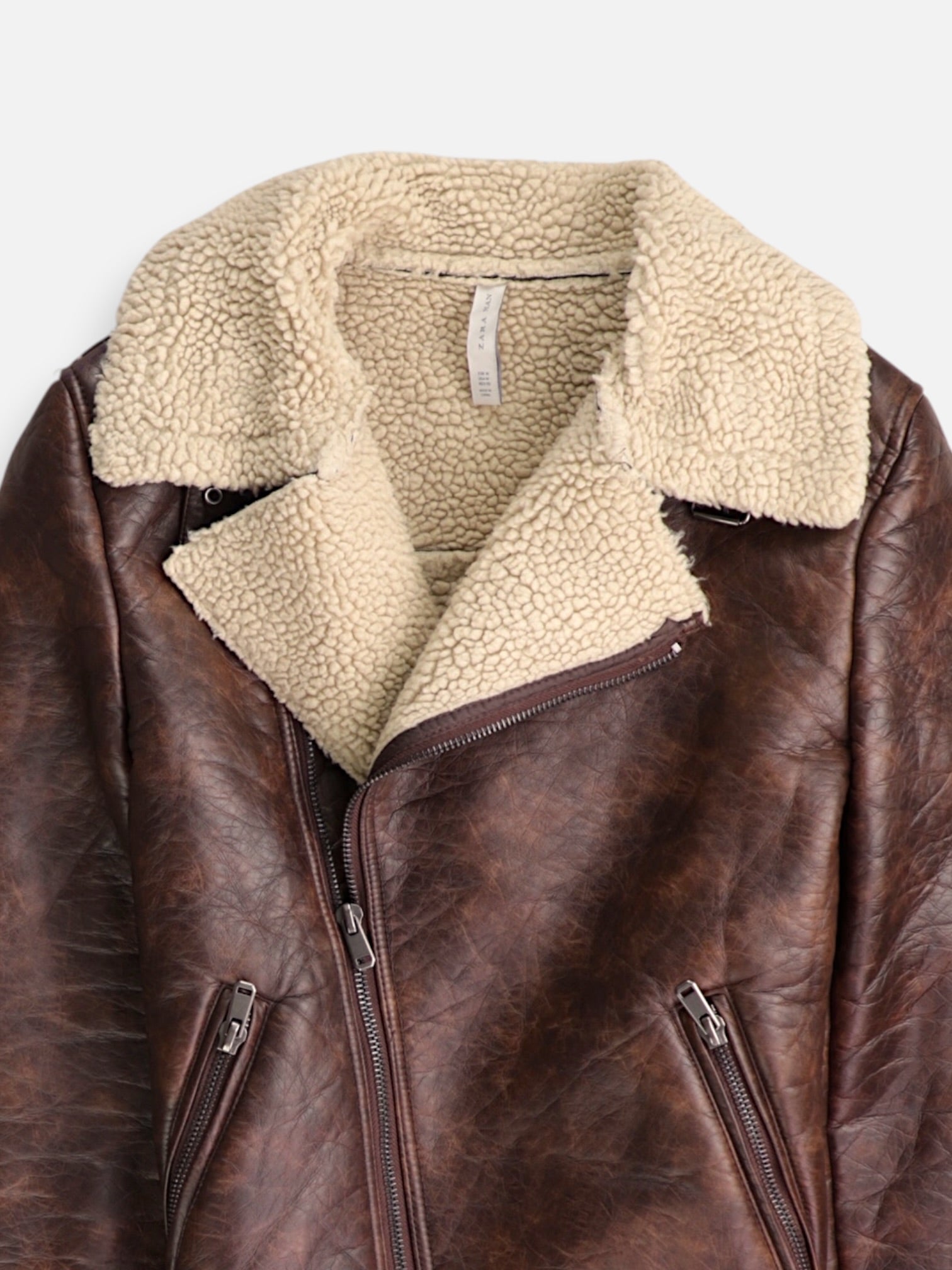 ZARA Chaqueta Aviator Cuero - Hombre - Medium