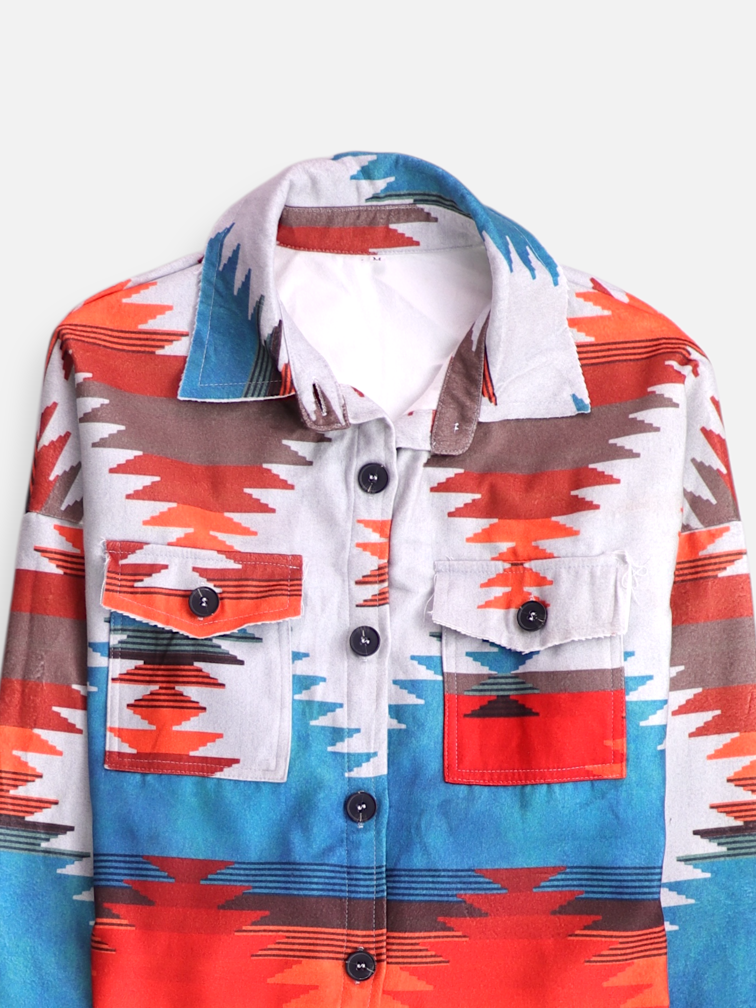 Chaqueta Sobrecamisa Color Block - Mujer - Medium