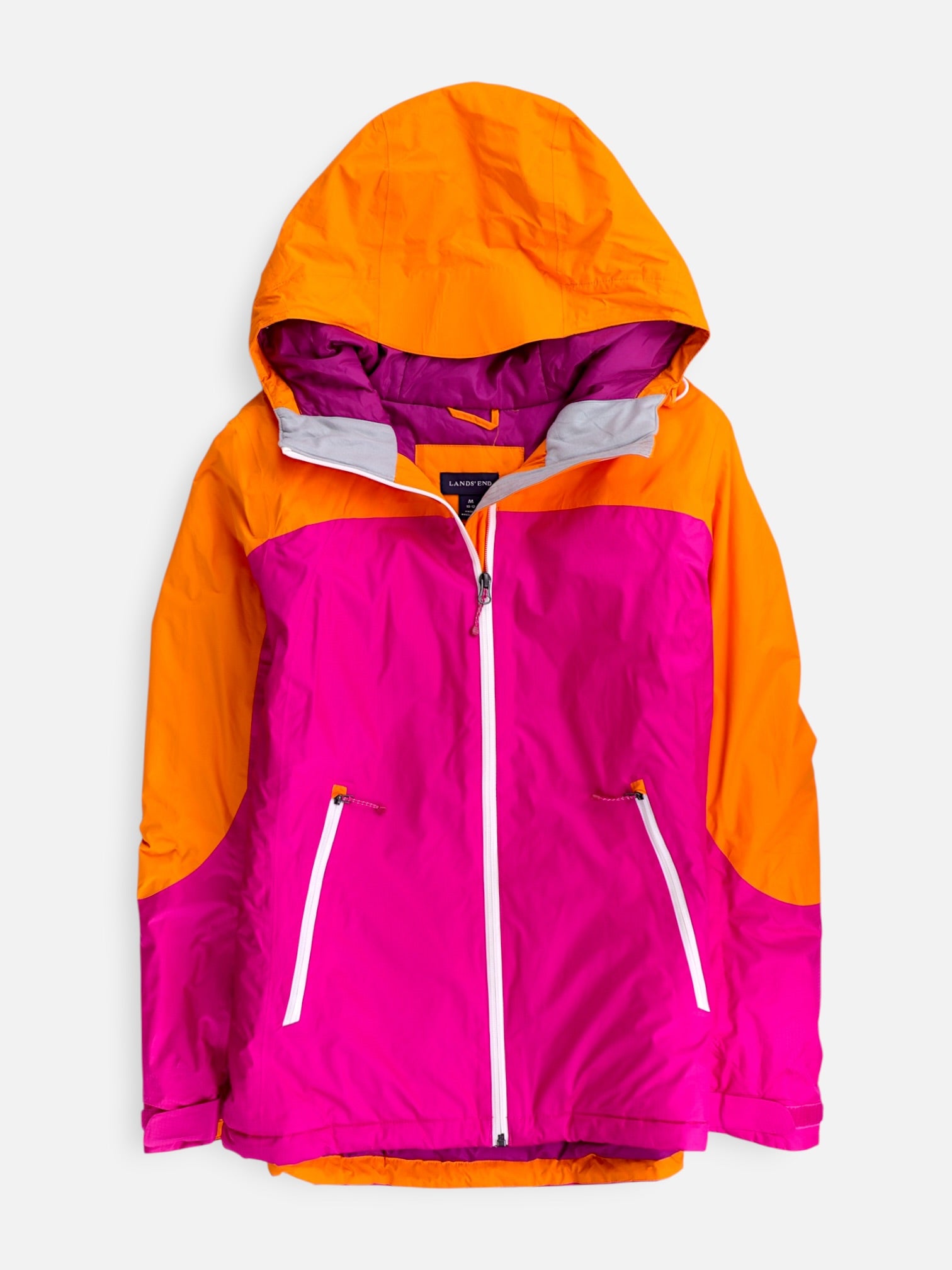 LANDS END Chaqueta Impermeable Color Block - Niña - Medium - 10-12Y (Años)