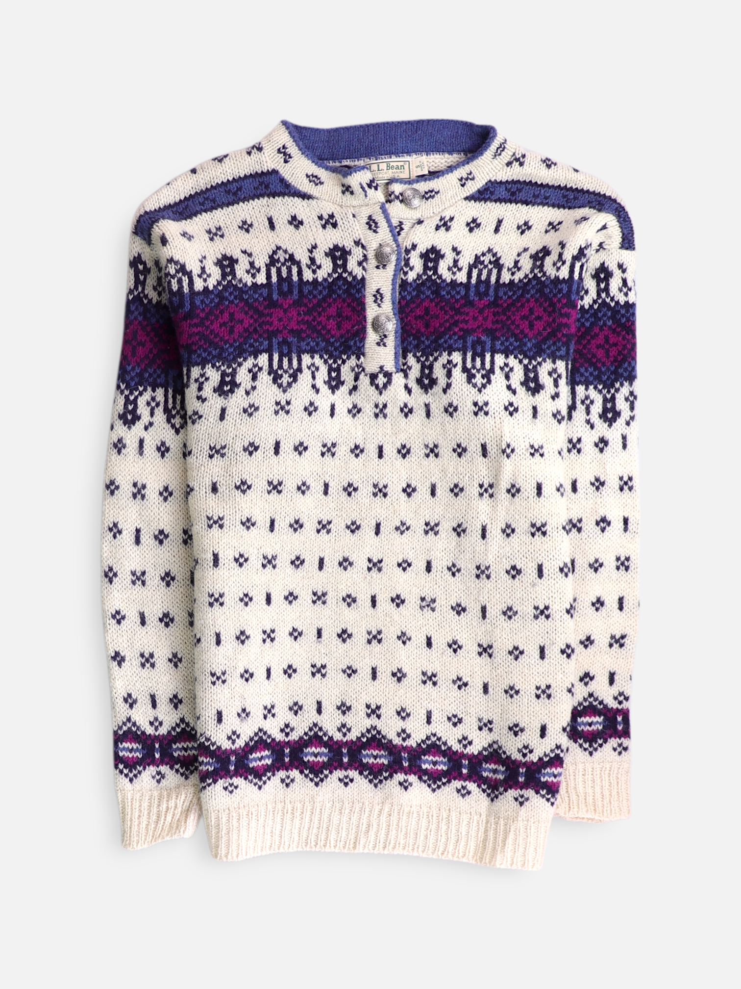 LL BEAN Sueter Fleece Color Block - Mujer - Small