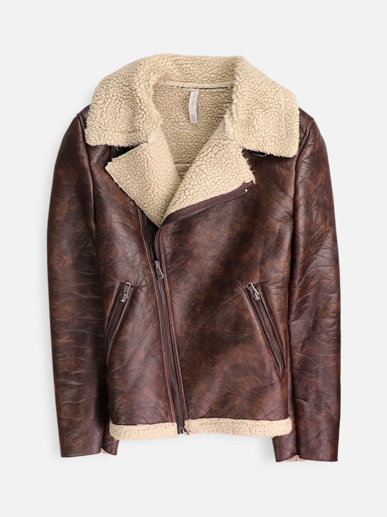 ZARA Chaqueta Aviator Cuero - Hombre - Medium