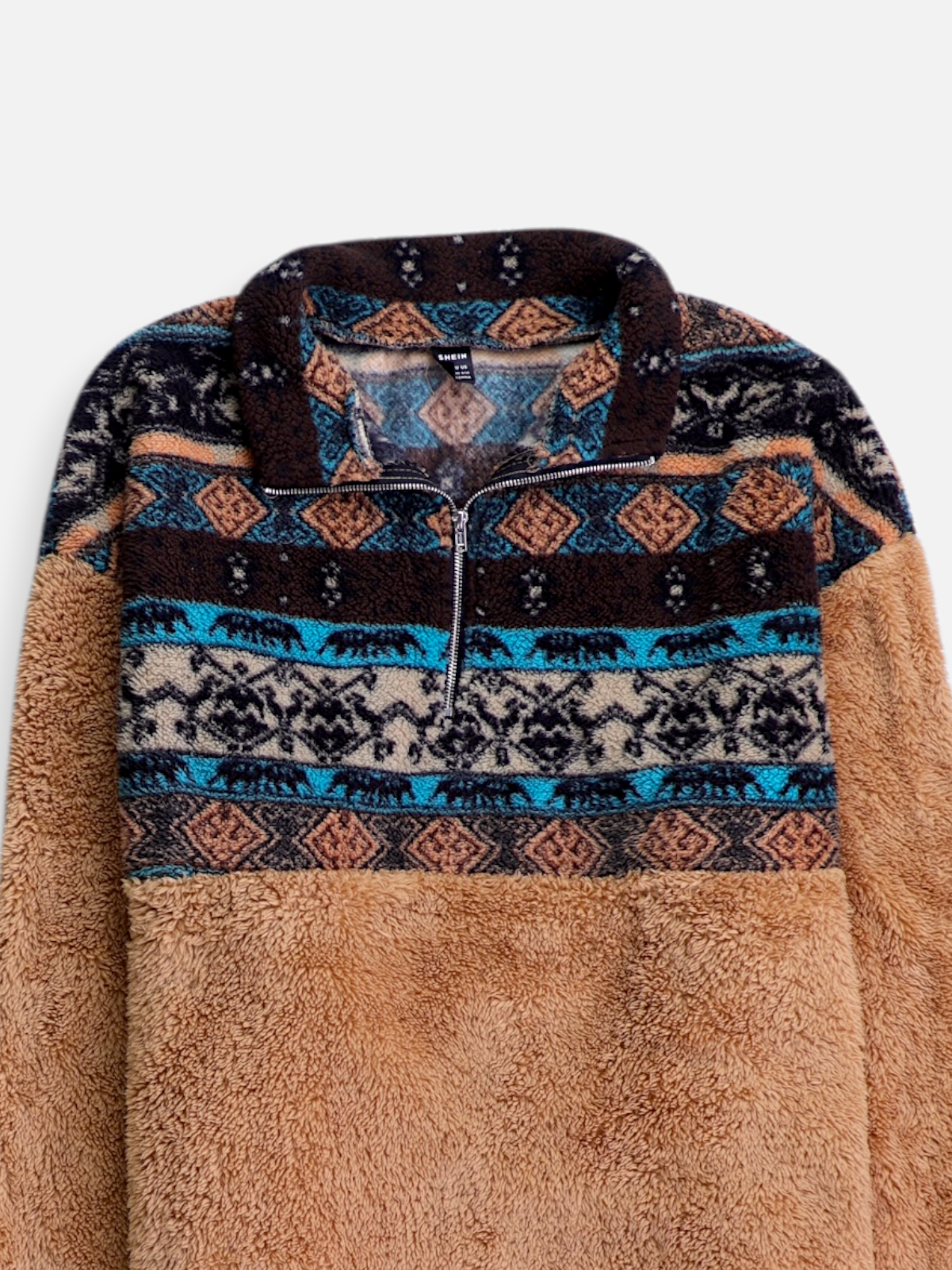 SHEIN Sueter Fleece Color Block - Hombre - Large