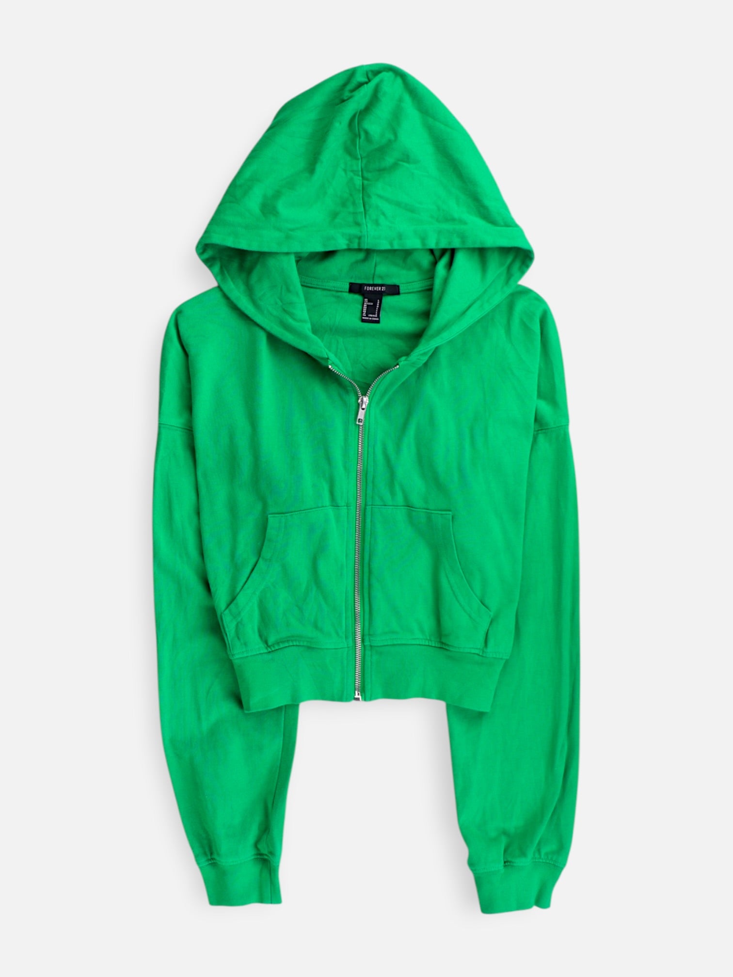 Forever 21 Sudadera Hoodie Crop Top - Mujer - Large