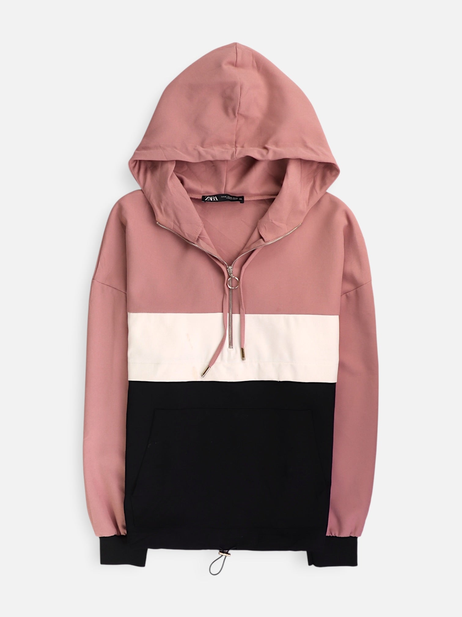ZARA Sudadera Hoodie Color Block - Mujer - XS