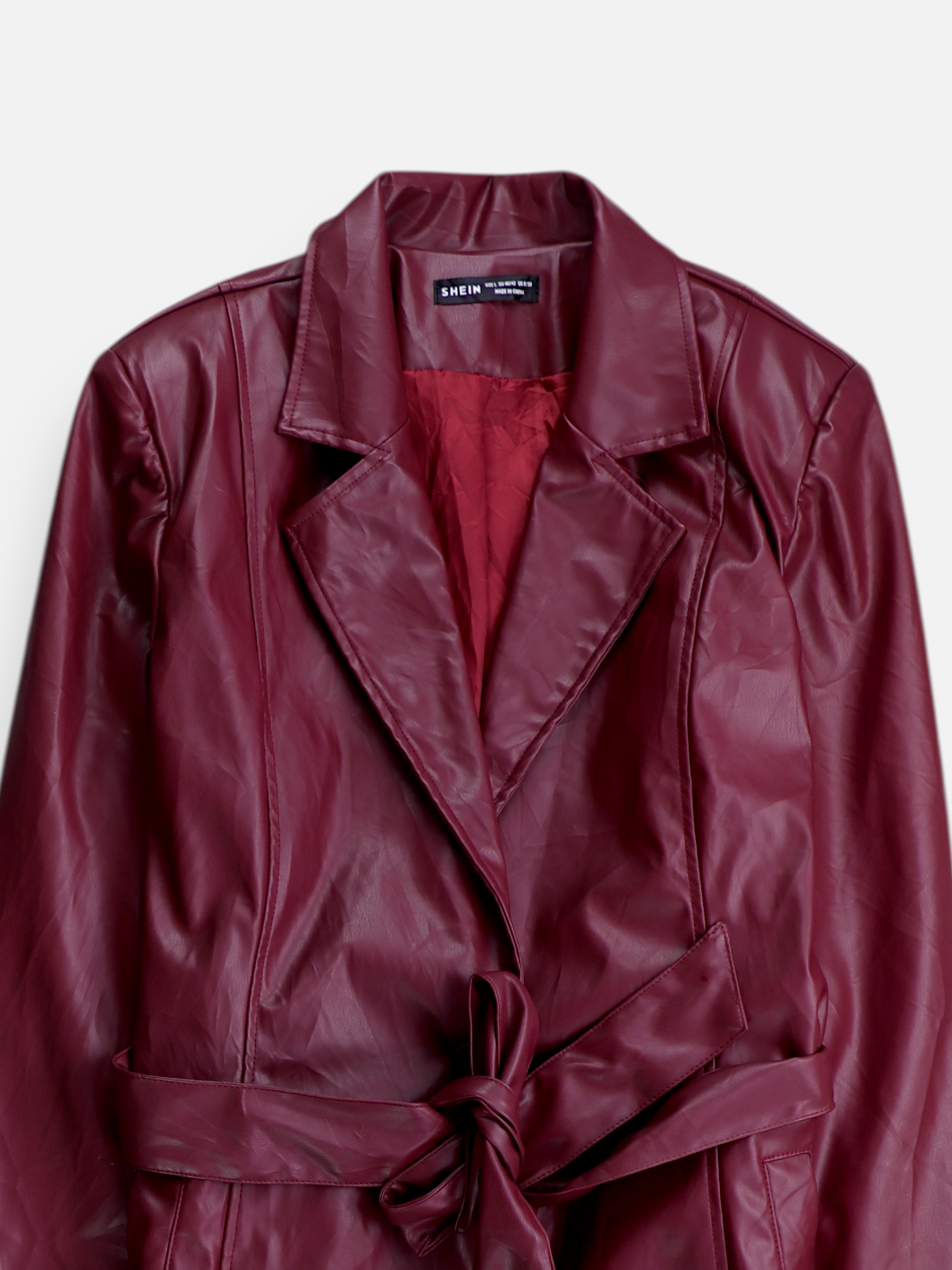 SHEIN Abrigo Trench Coat Cuero - Mujer - Large