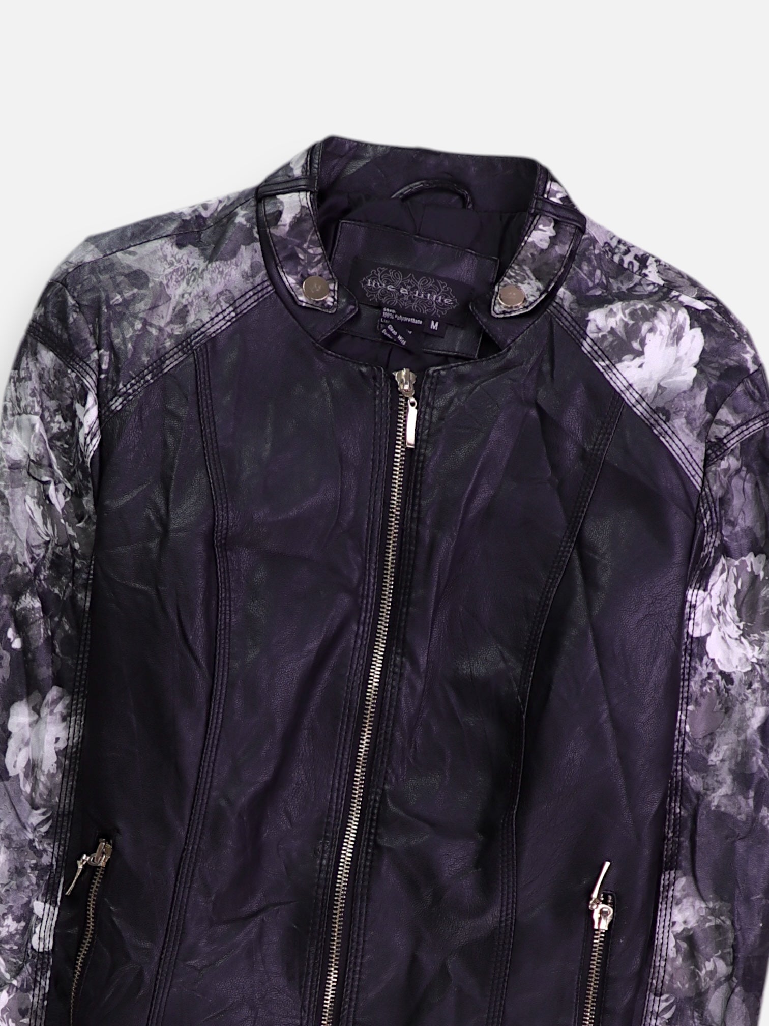 Chaqueta Cuero Color Block - Mujer - Medium