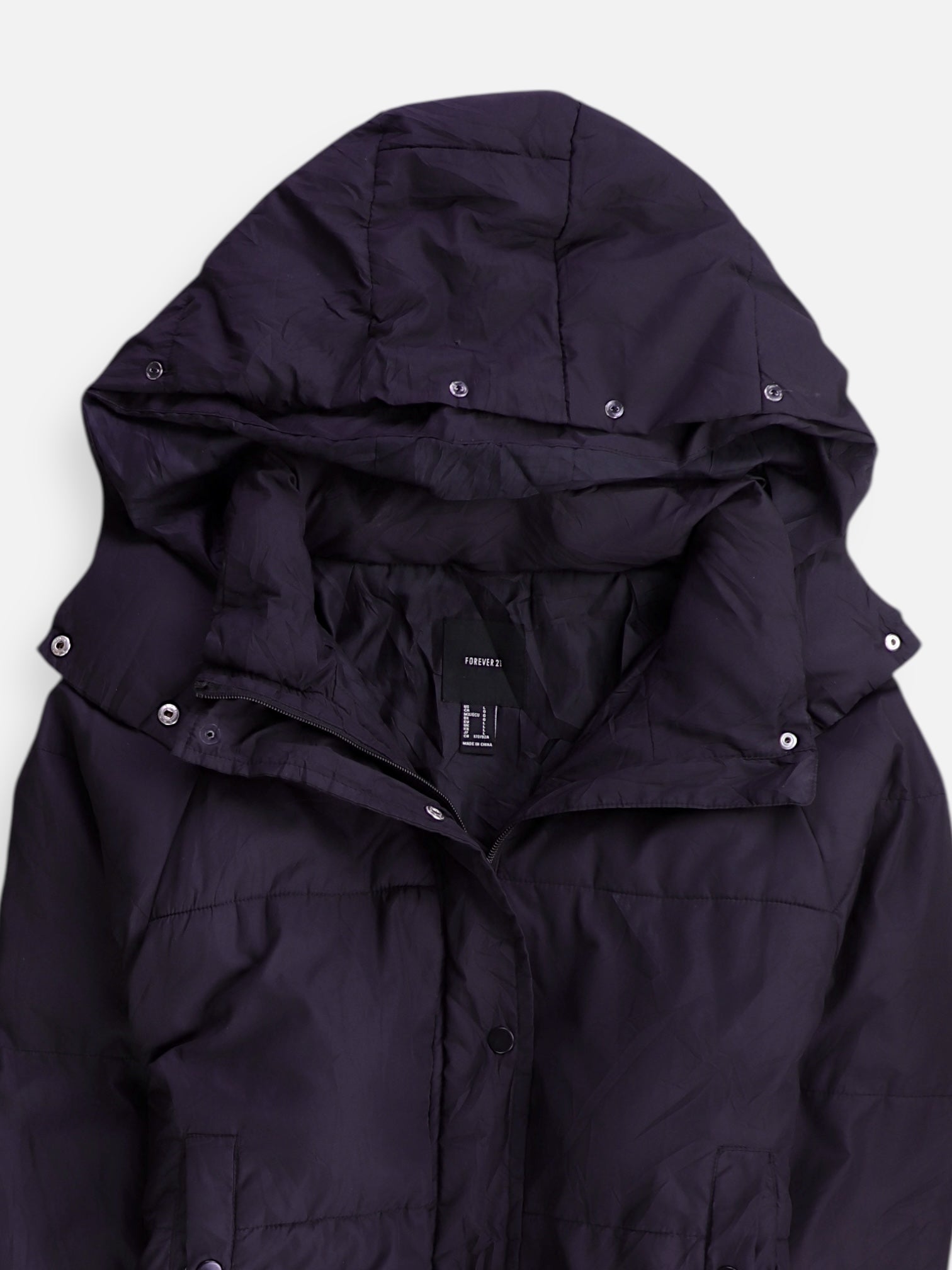 Forever 21 Chaqueta Puffer Impermeable - Mujer - Large