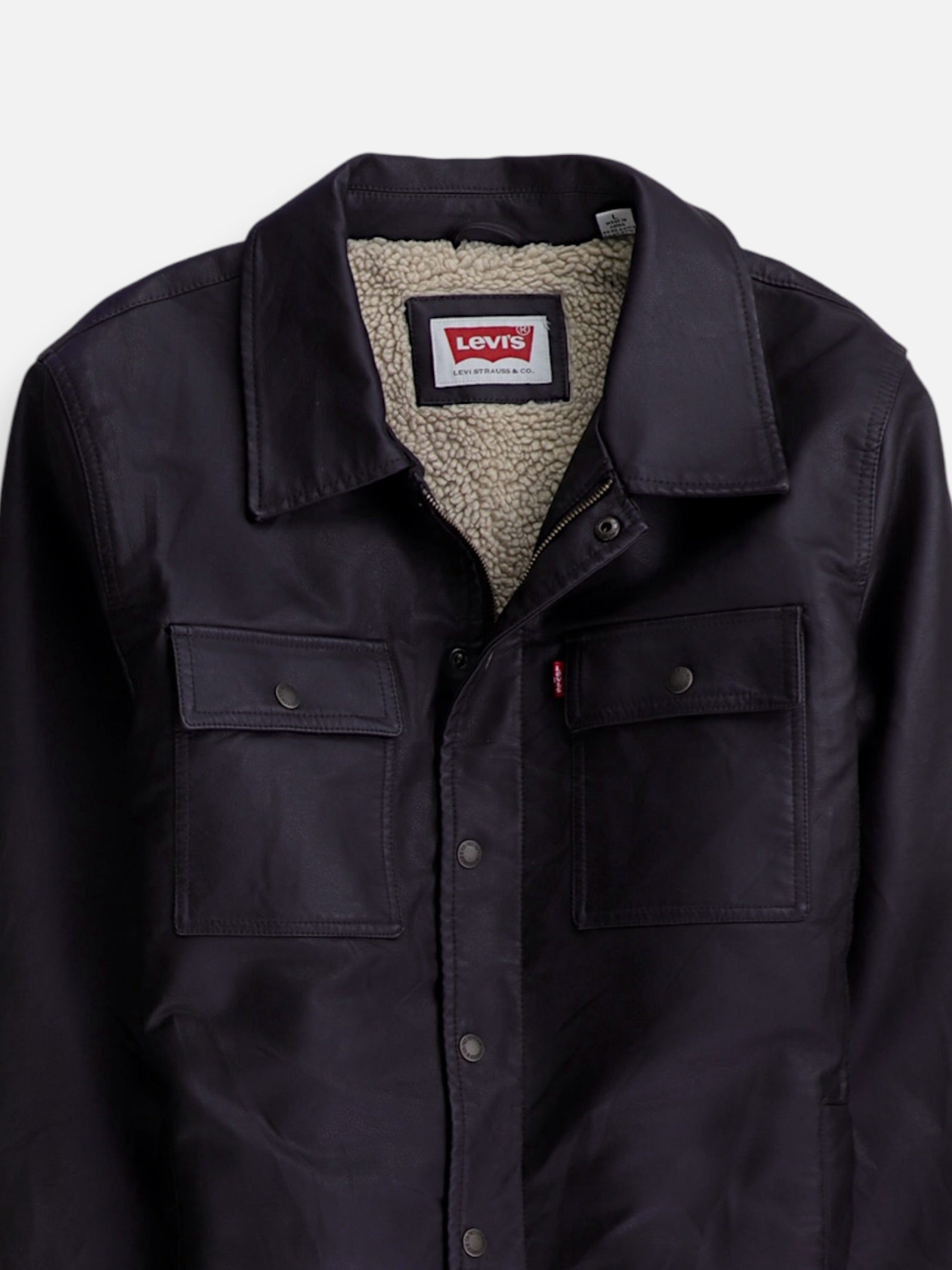 Levis Chaqueta Casual Cuero - Hombre - Large