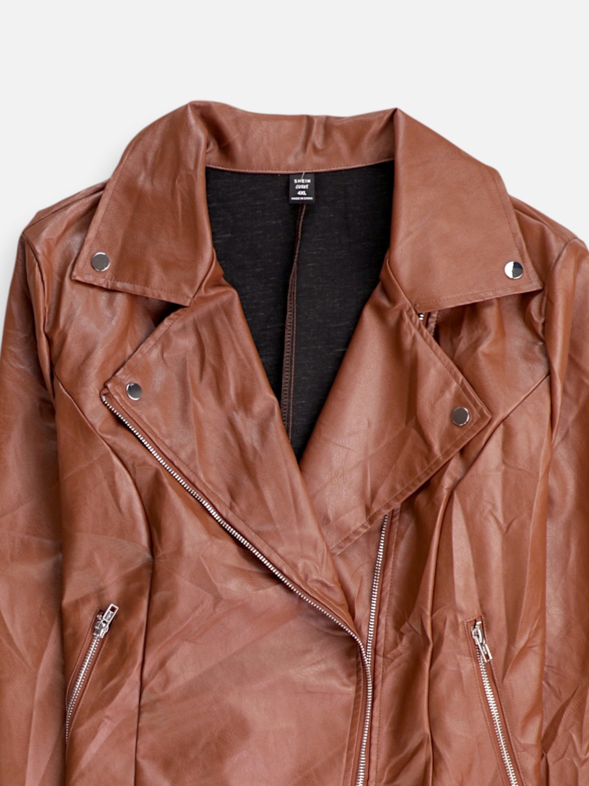 SHEIN Chaqueta Cuero Basic - Mujer - 4XL