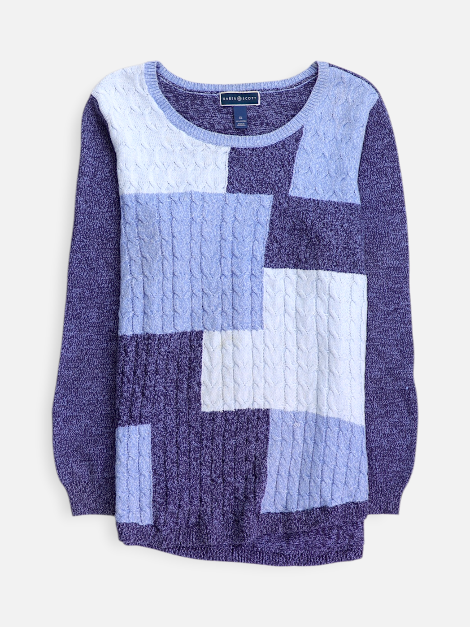 KAREN SCOTT Sueter basic Color Block - Mujer - XL