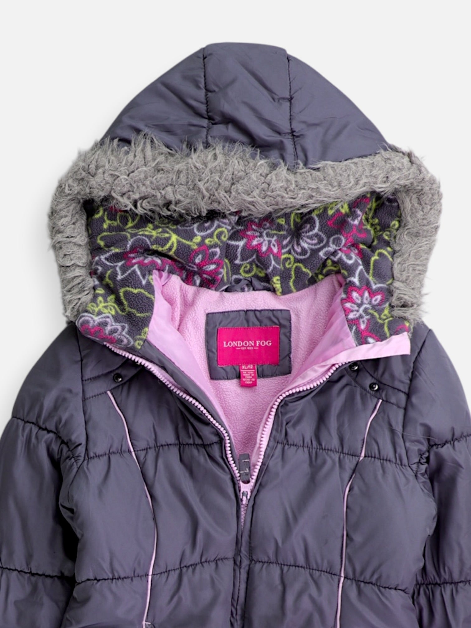 LONDON FOG Chaqueta Puffer Impermeable - Niña - XL - 10-12Y (Años)
