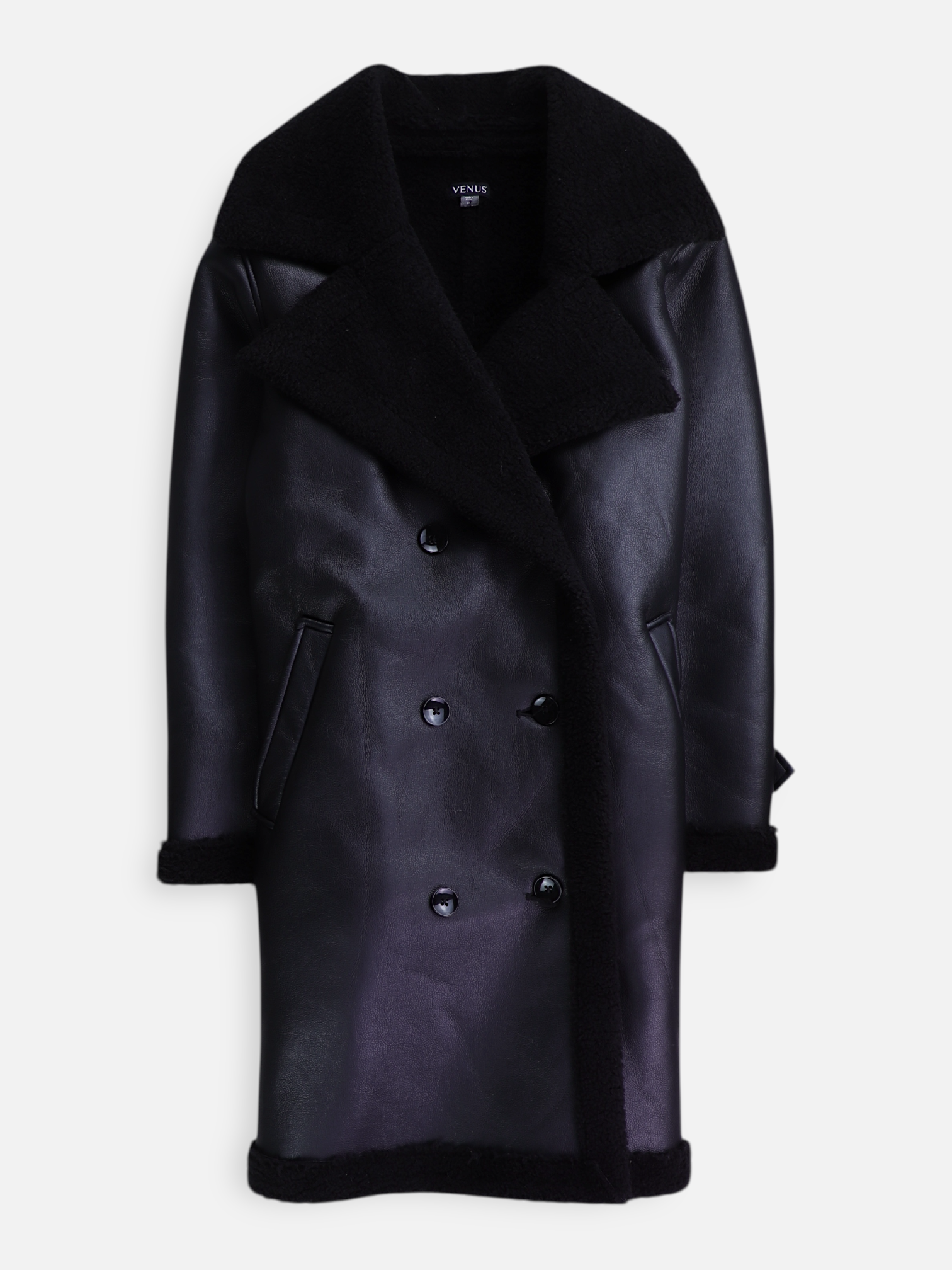 Abrigo Frock Coat Cuero - Mujer - Medium