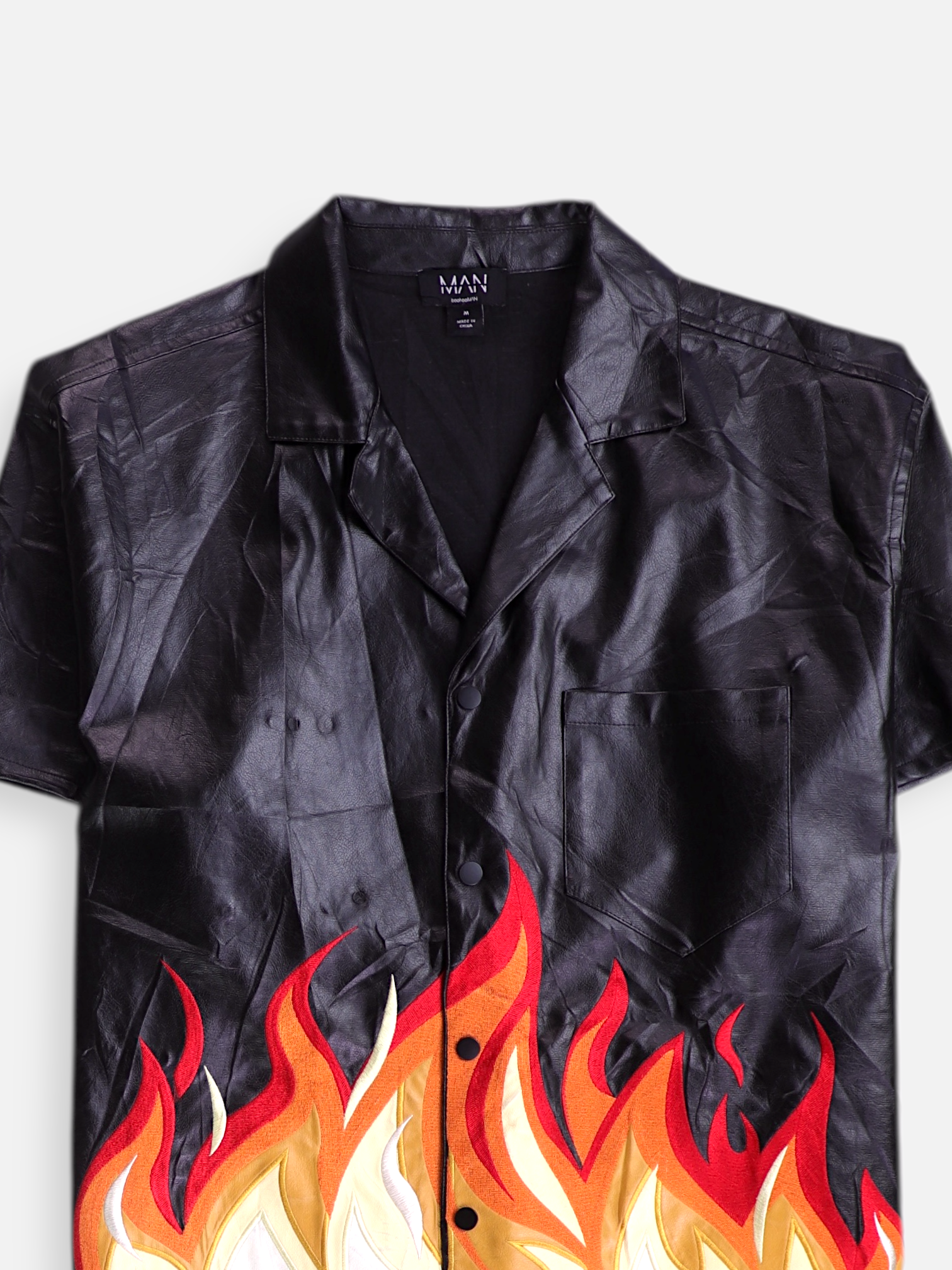 boohooman Camisa Cuero - Hombre - Medium