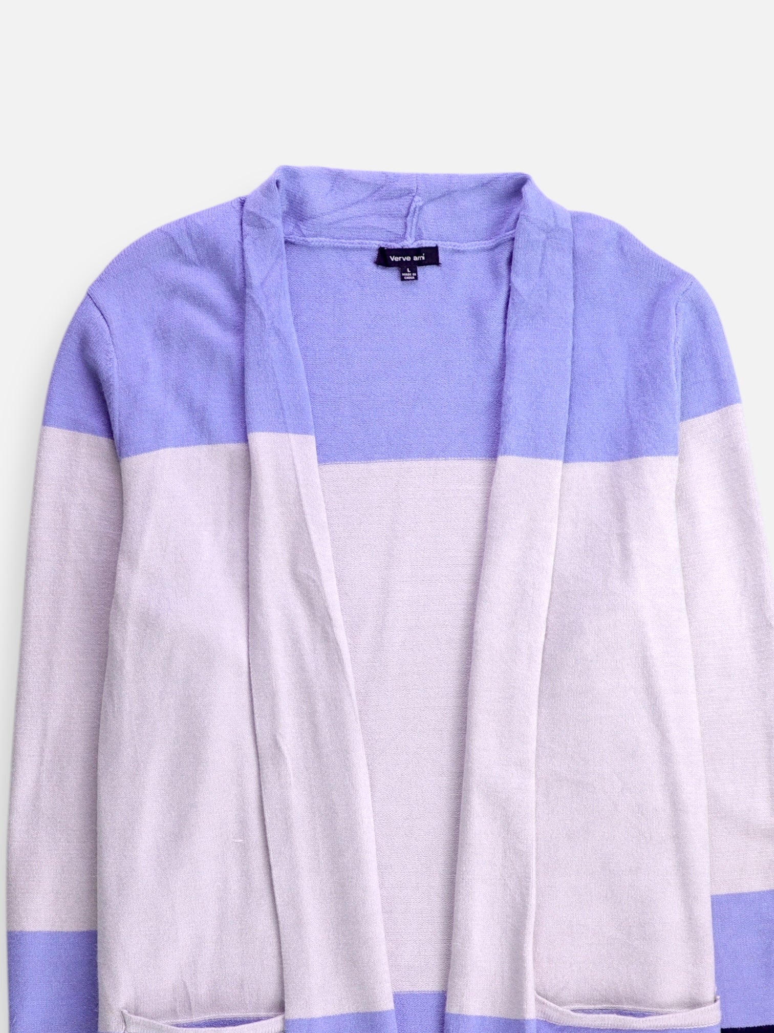 Sueter Cardigan Color Block - Mujer - Large